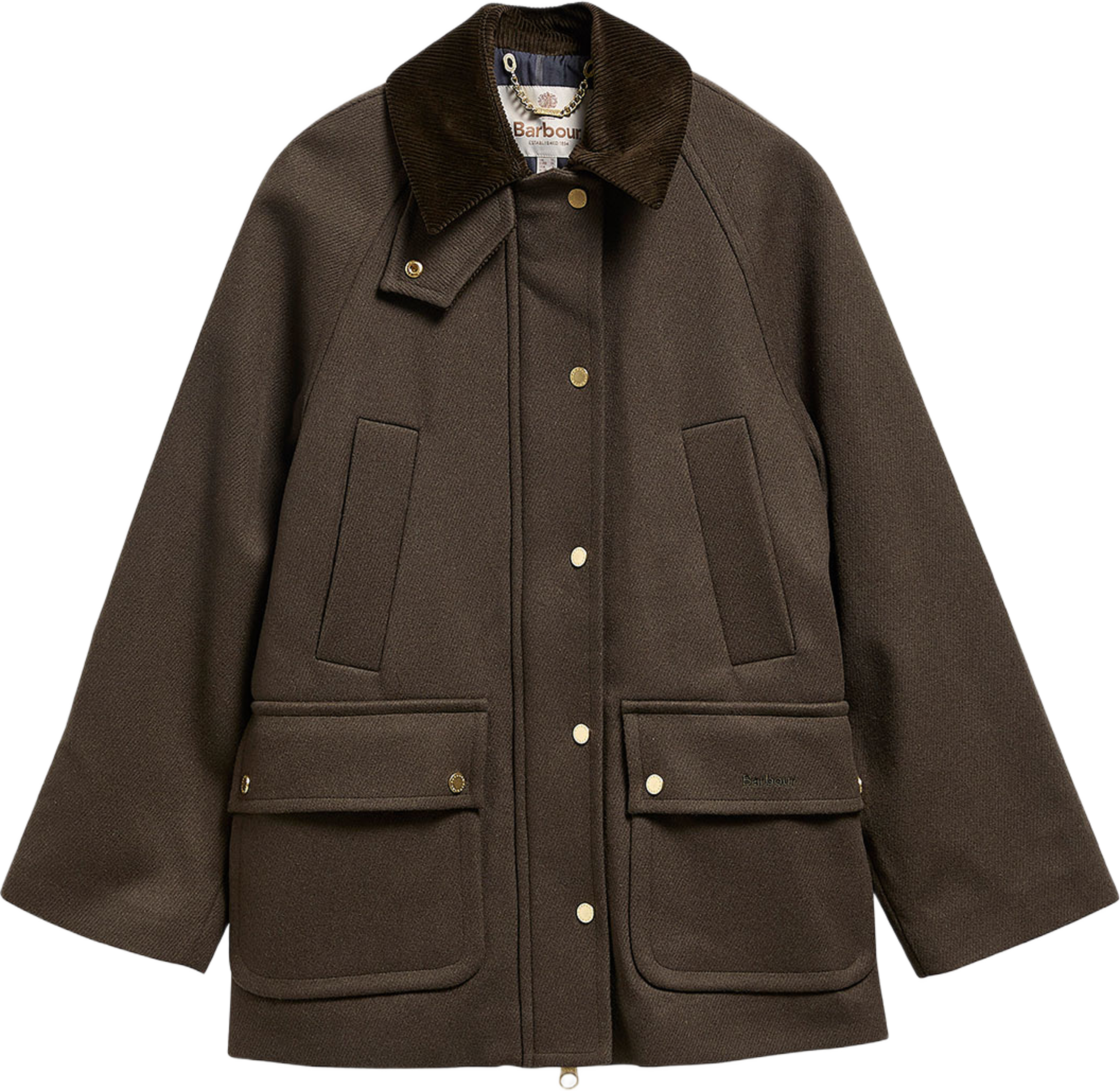 Barbour Women's Bedale Wool Coat, från Barbour, i färgen Olive / Shadow Classic. Klicka för att öppna bilden i stort format