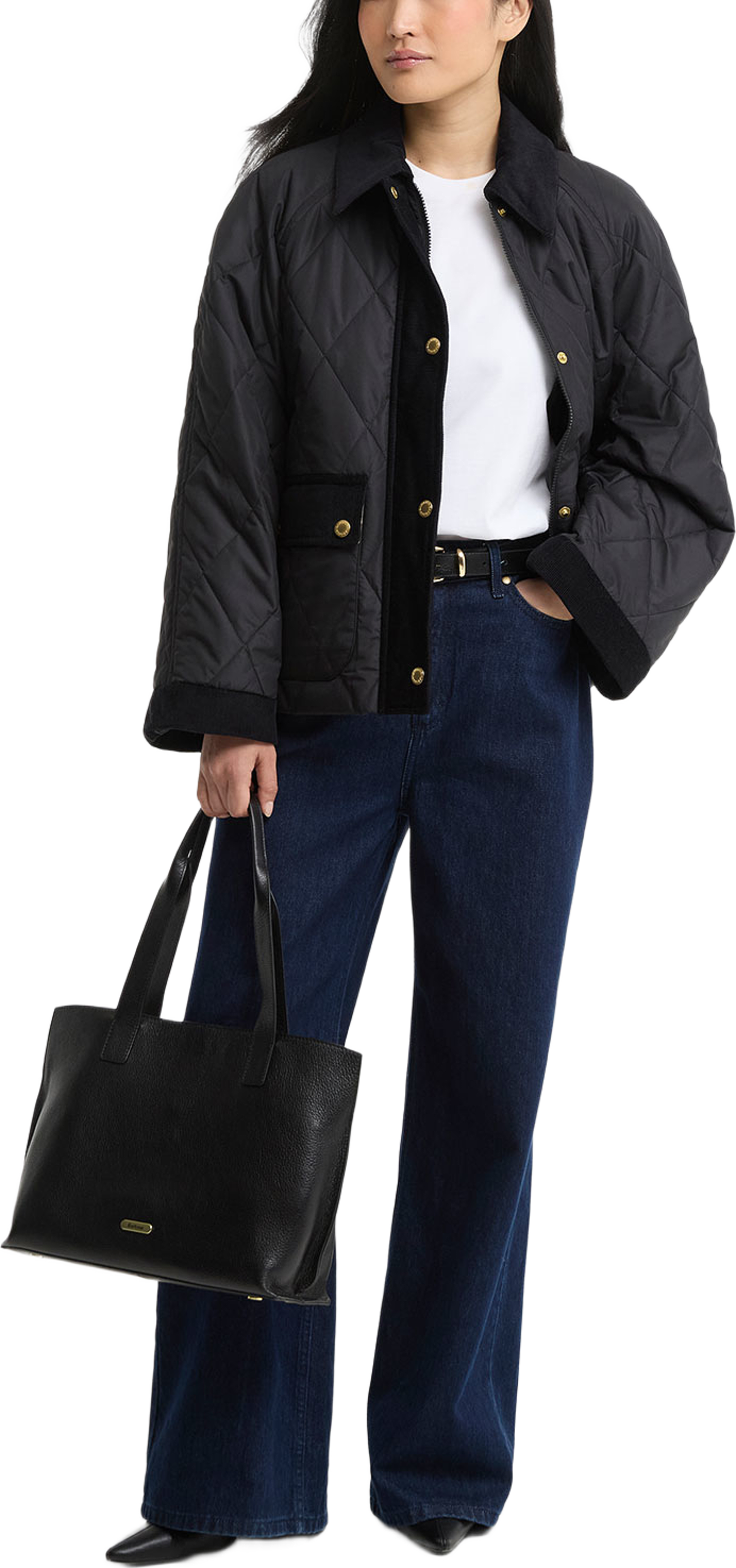 Barbour Kilnwick Quilted Jacket, från Barbour, i färgen Black/Ancient. Klicka för att öppna bilden i stort format