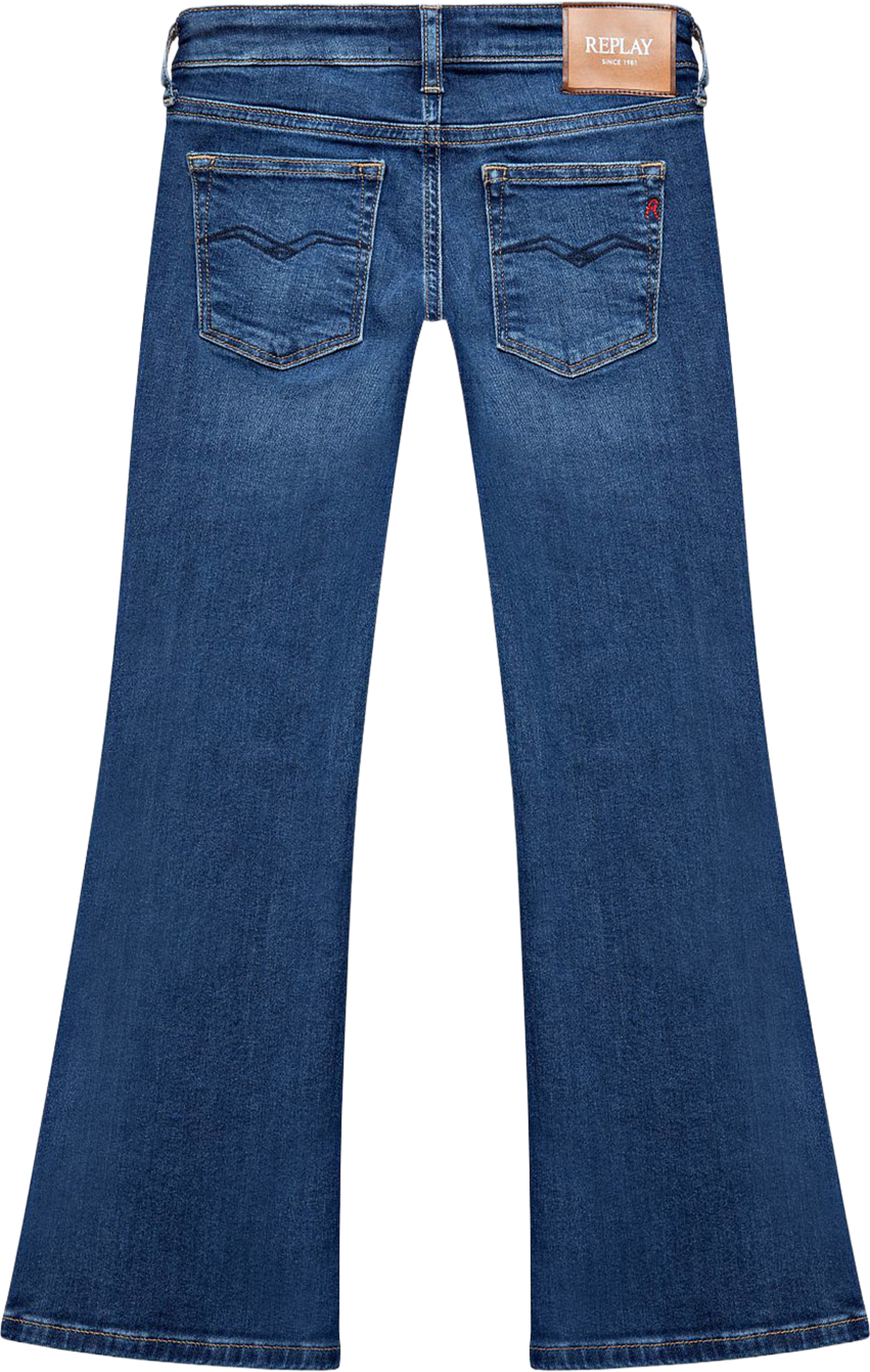 Amista Bootcut Fit Jeans, från Replay, i färgen Medium Blue. Klicka för att öppna bilden i stort format