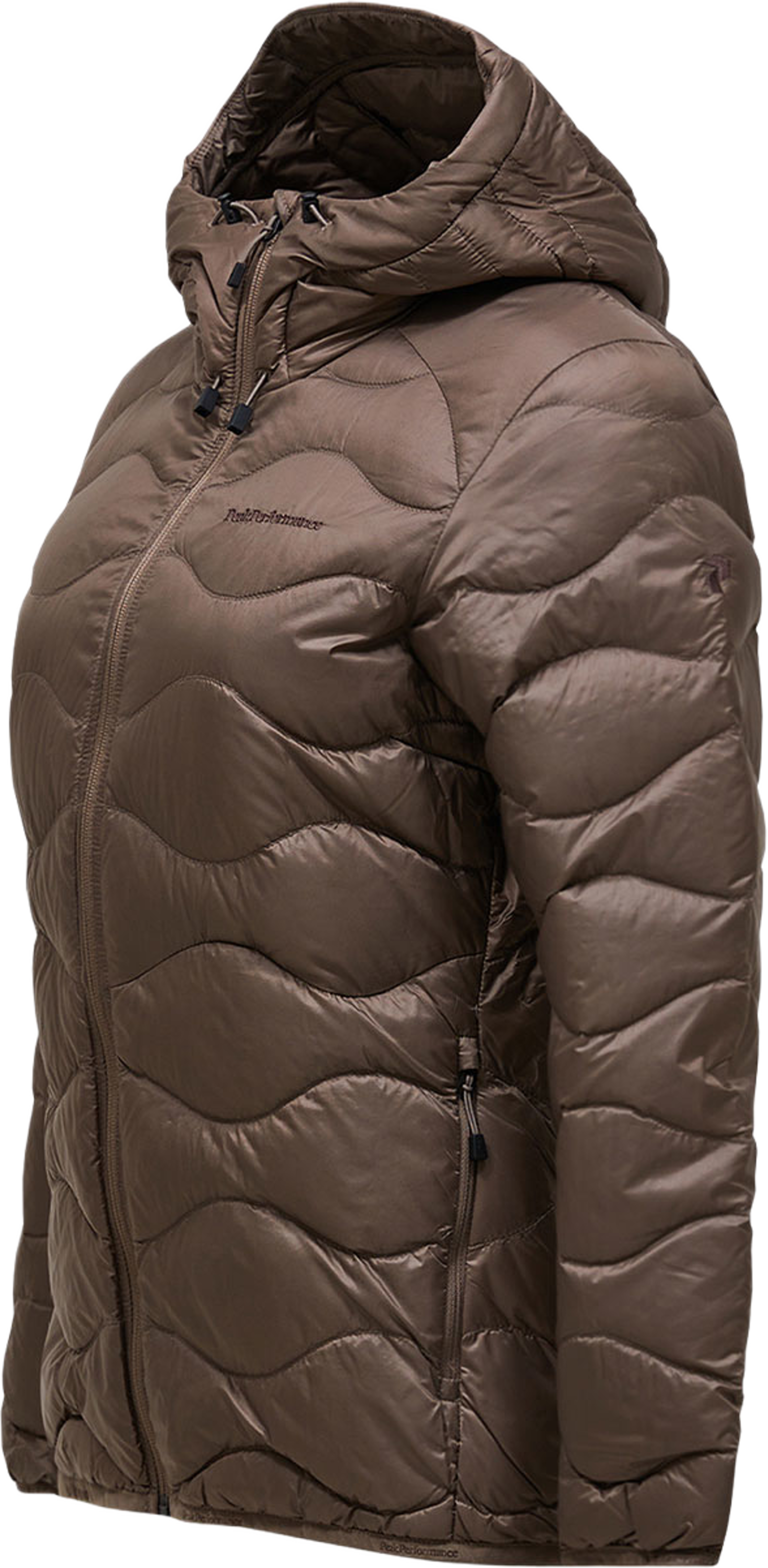 W Helium Down Hood Jacket, från Peak Performance, i färgen Terrain Tan. Klicka för att öppna bilden i stort format