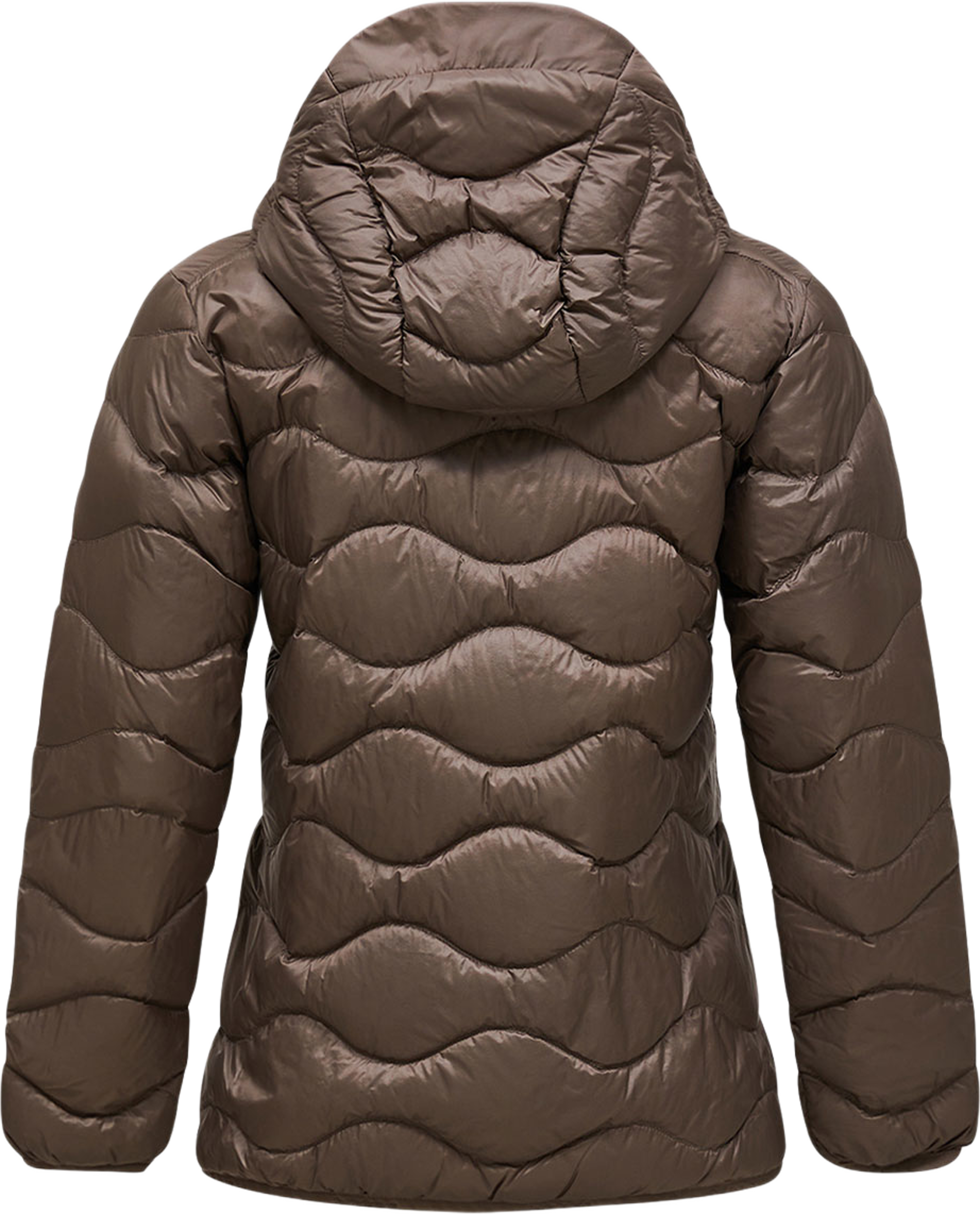 W Helium Down Hood Jacket, från Peak Performance, i färgen Terrain Tan. Klicka för att öppna bilden i stort format
