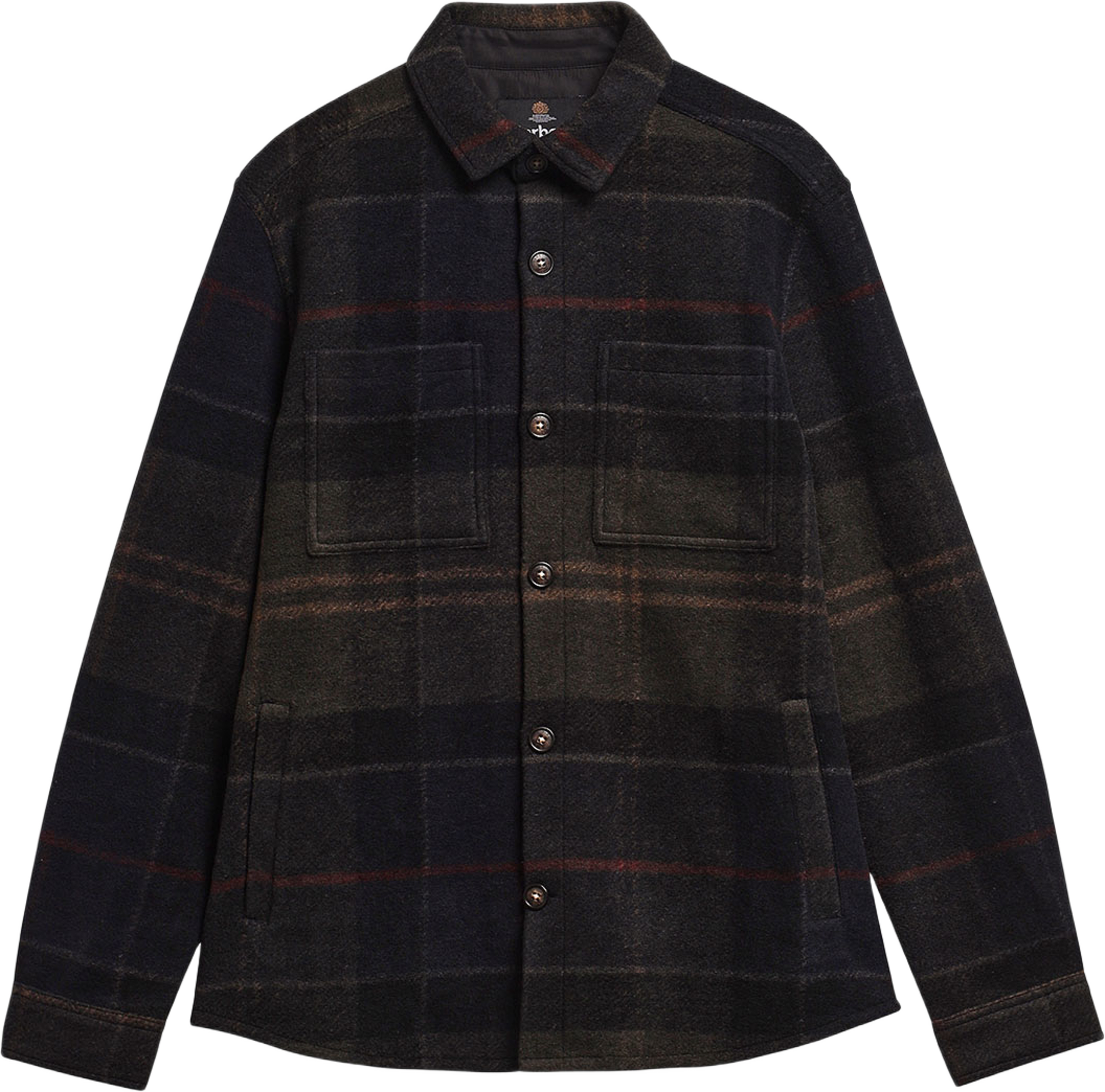 Barbour Woodlane Brushed Check Overshirt, från Barbour, i färgen Shadow Classic Tartan. Klicka för att öppna bilden i stort format