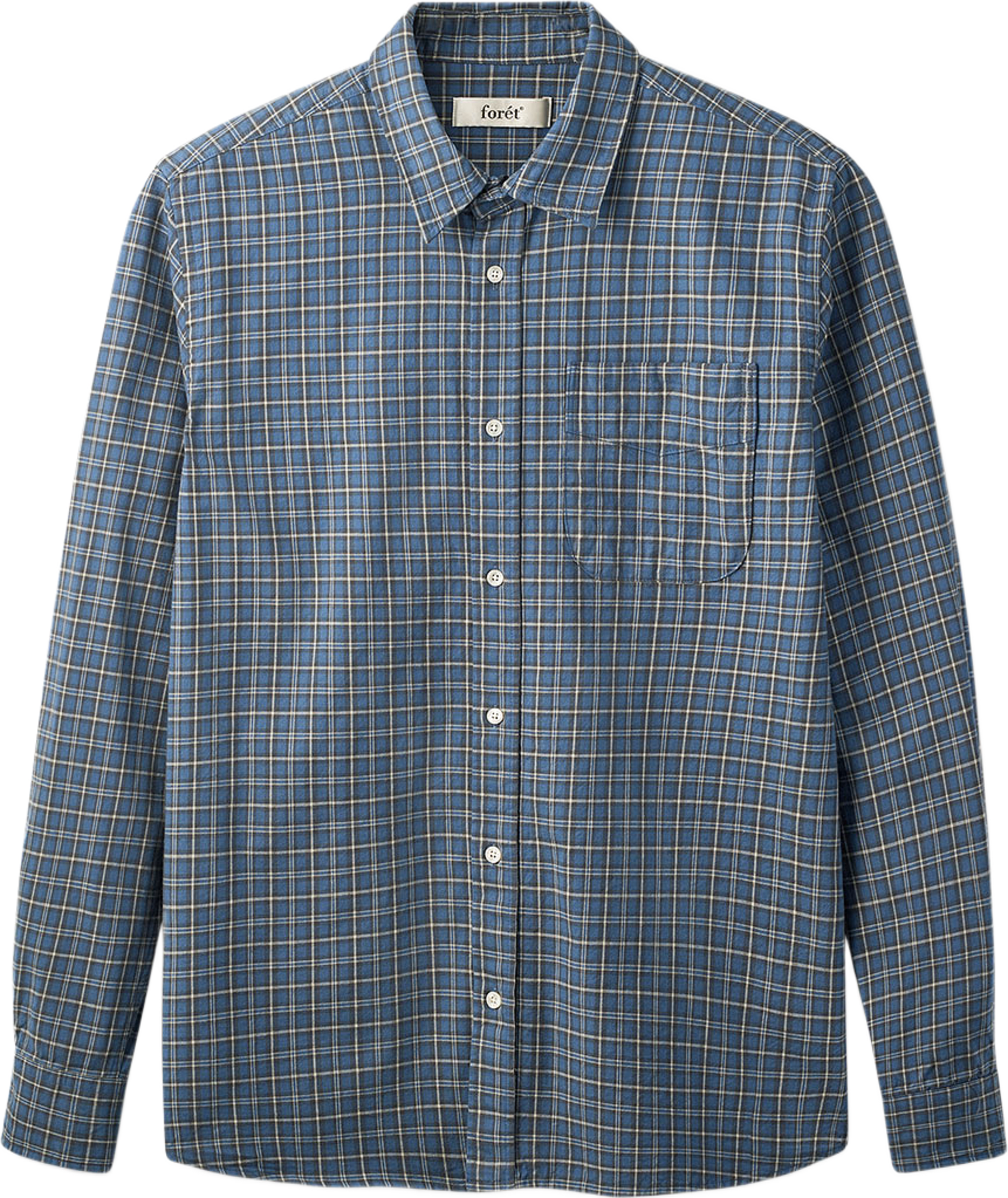 Ridge Regular Fit Flannel Shirt, från Forét, i färgen Navy Check. Klicka för att öppna bilden i stort format