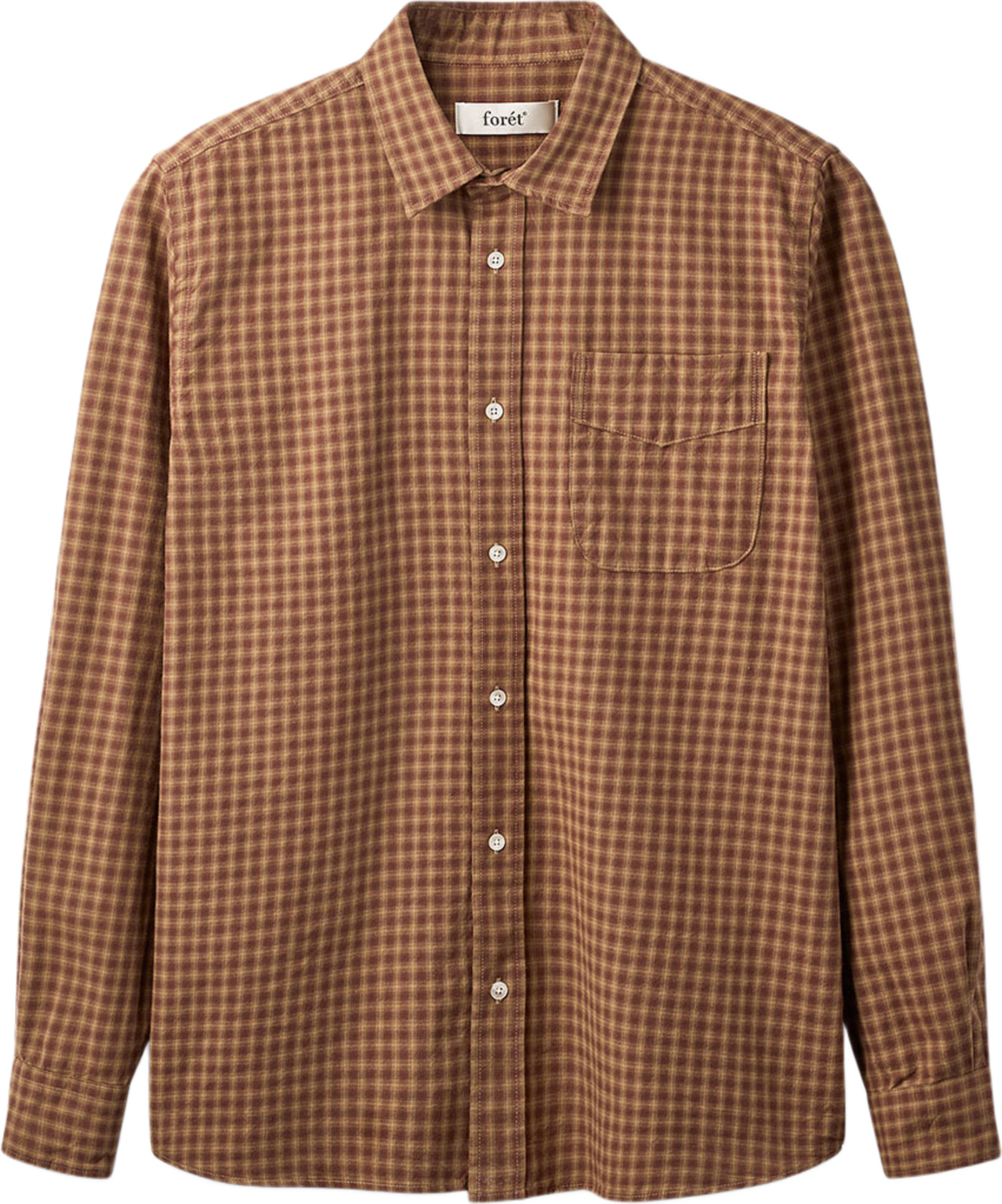 Ridge Regular Fit Flannel Shirt, från Forét, i färgen Rust Check. Klicka för att öppna bilden i stort format
