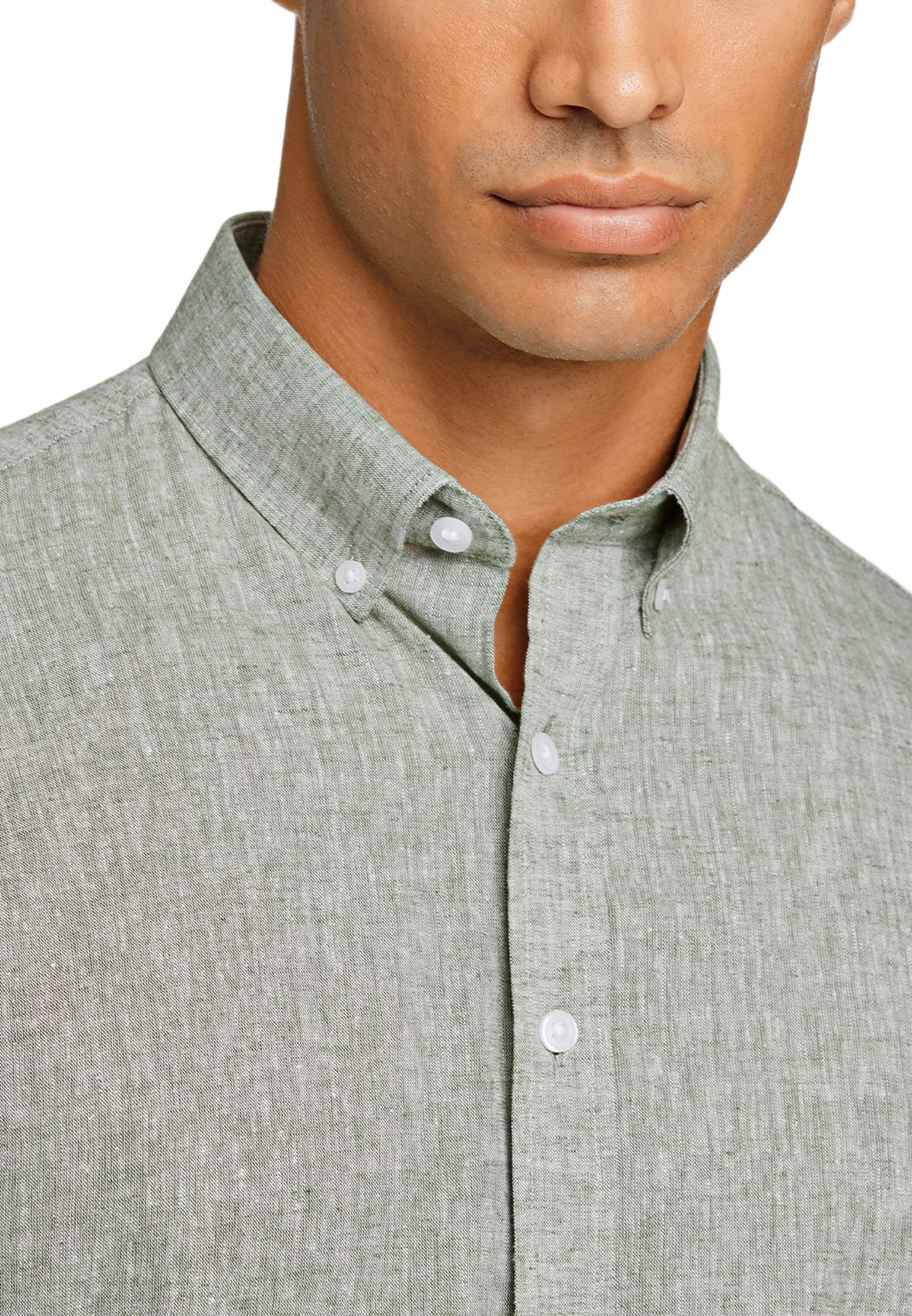 Linen/cotton S/S Shirt, från Lindbergh, i färgen Army. Klicka för att öppna bilden i stort format