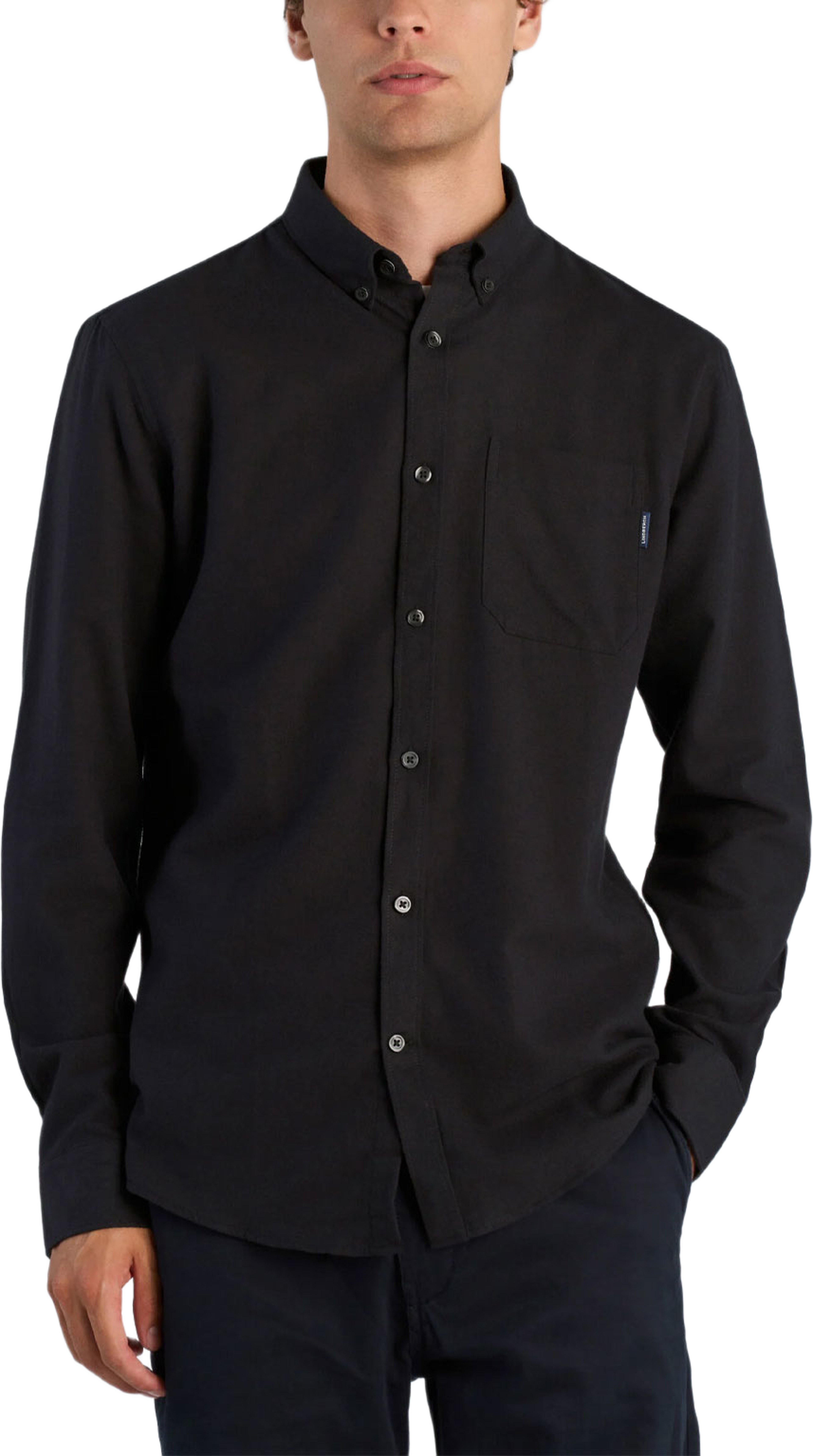 Mélange brushed L/S - Regular fit Shirt, från Lindbergh, i färgen Black Mix. Klicka för att öppna bilden i stort format