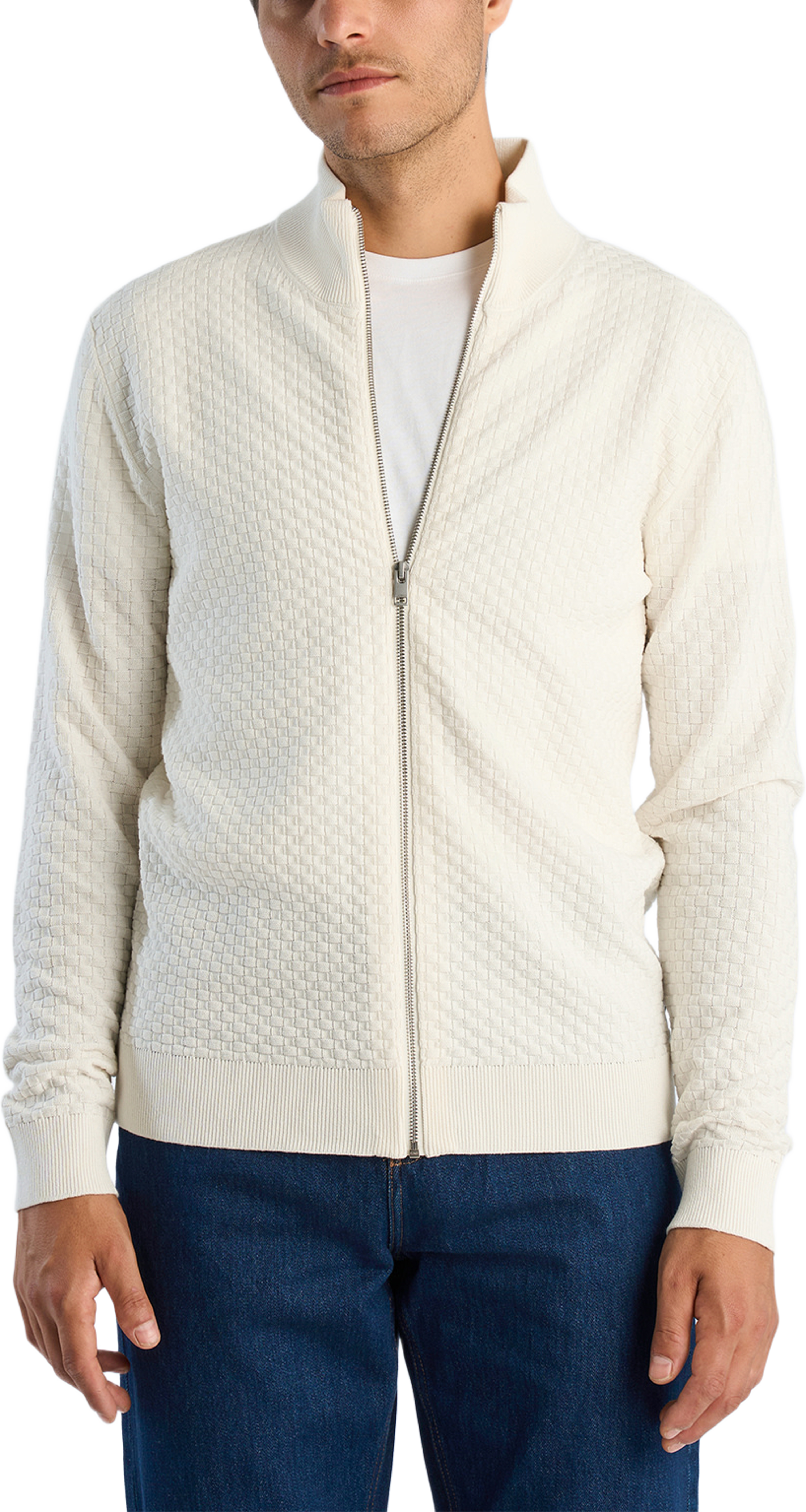 Cardigan, från Lindbergh, i färgen Off White. Klicka för att öppna bilden i stort format