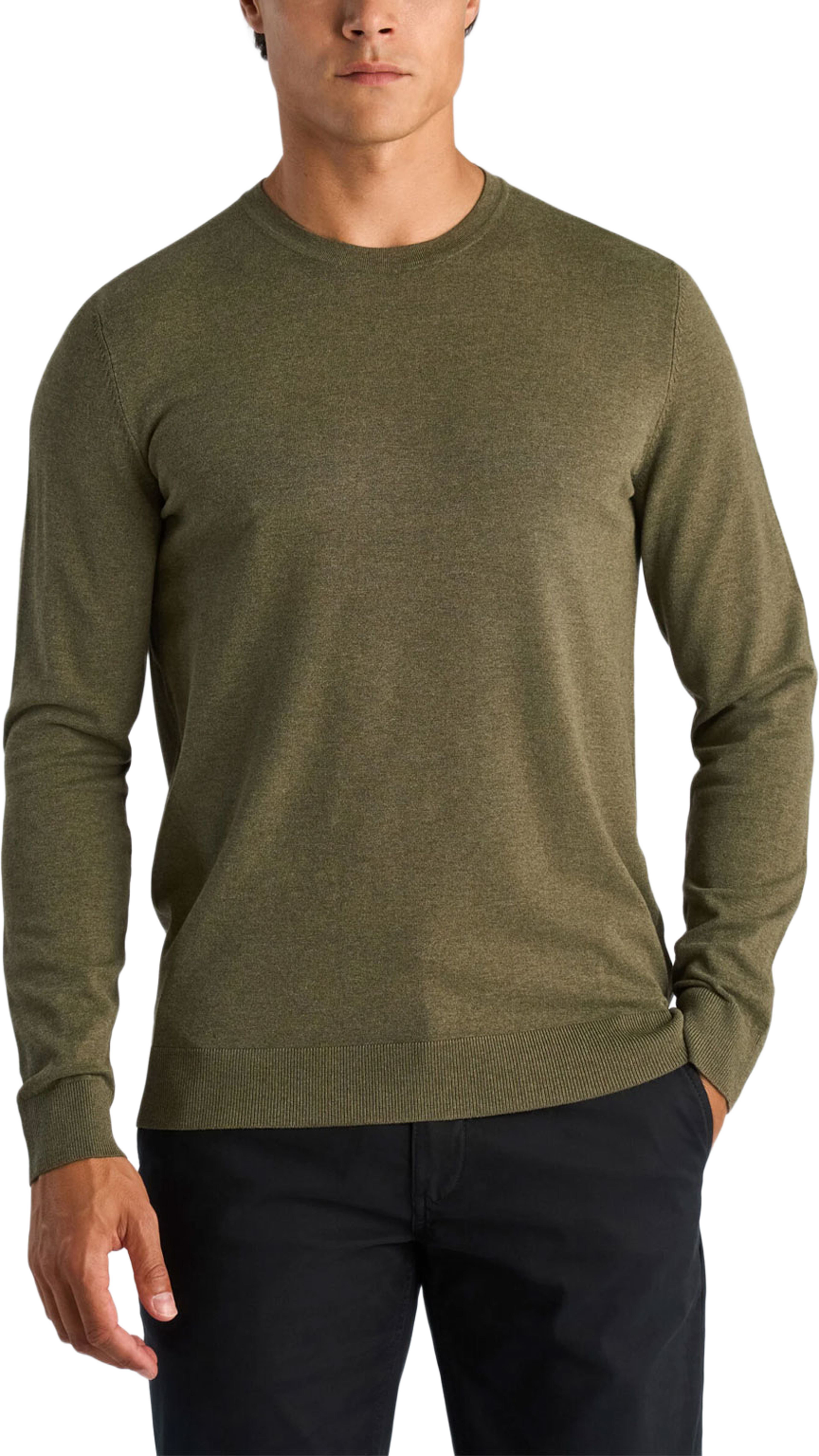 Soft viscose blend o-neck knit, från Lindbergh, i färgen Army Mel. Klicka för att öppna bilden i stort format