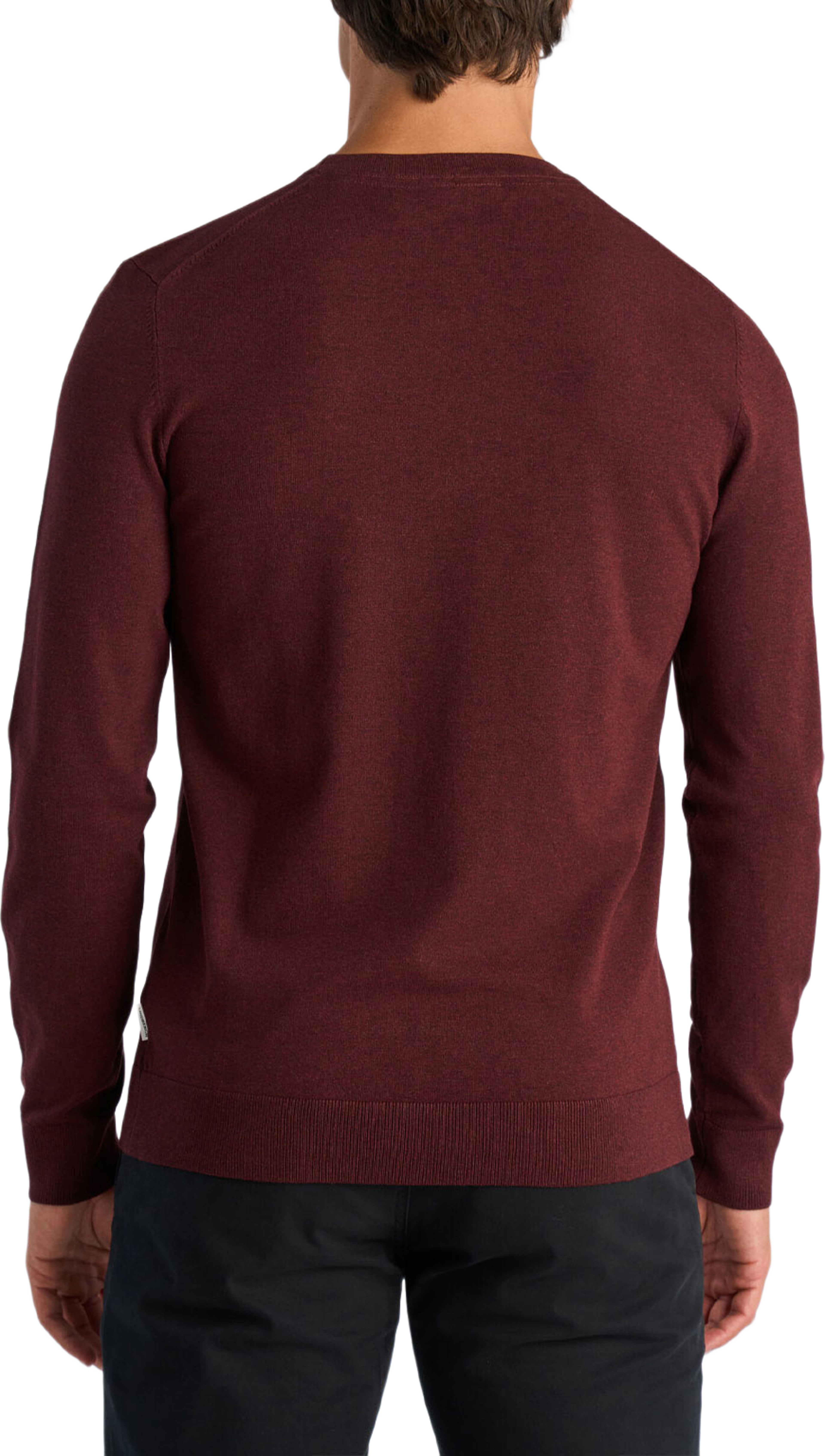 Soft viscose blend o-neck knit, från Lindbergh, i färgen Dk Cherry Mel. Klicka för att öppna bilden i stort format