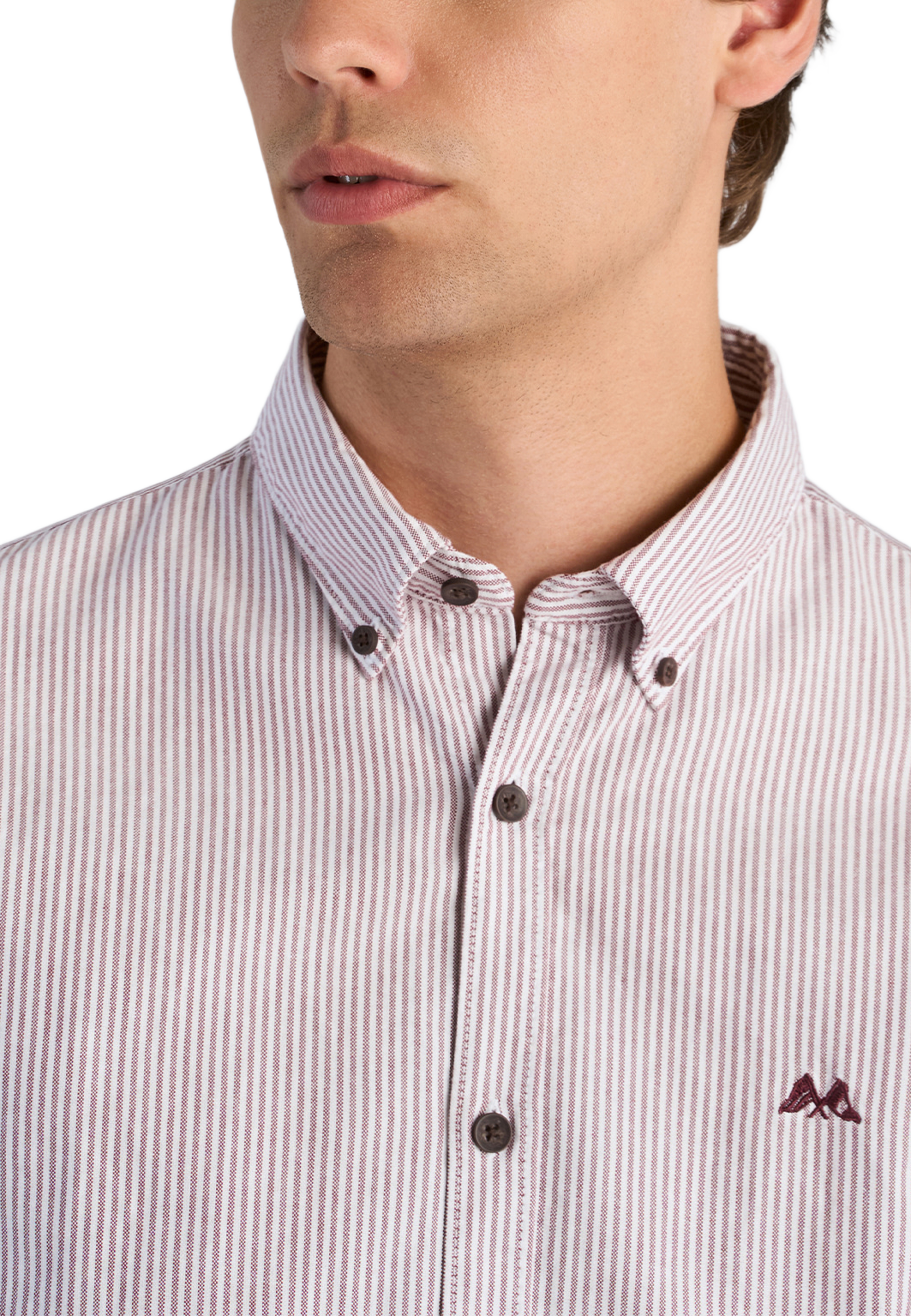 Oxford skjorta, från Lindbergh, i färgen Burgundy Stripe. Klicka för att öppna bilden i stort format