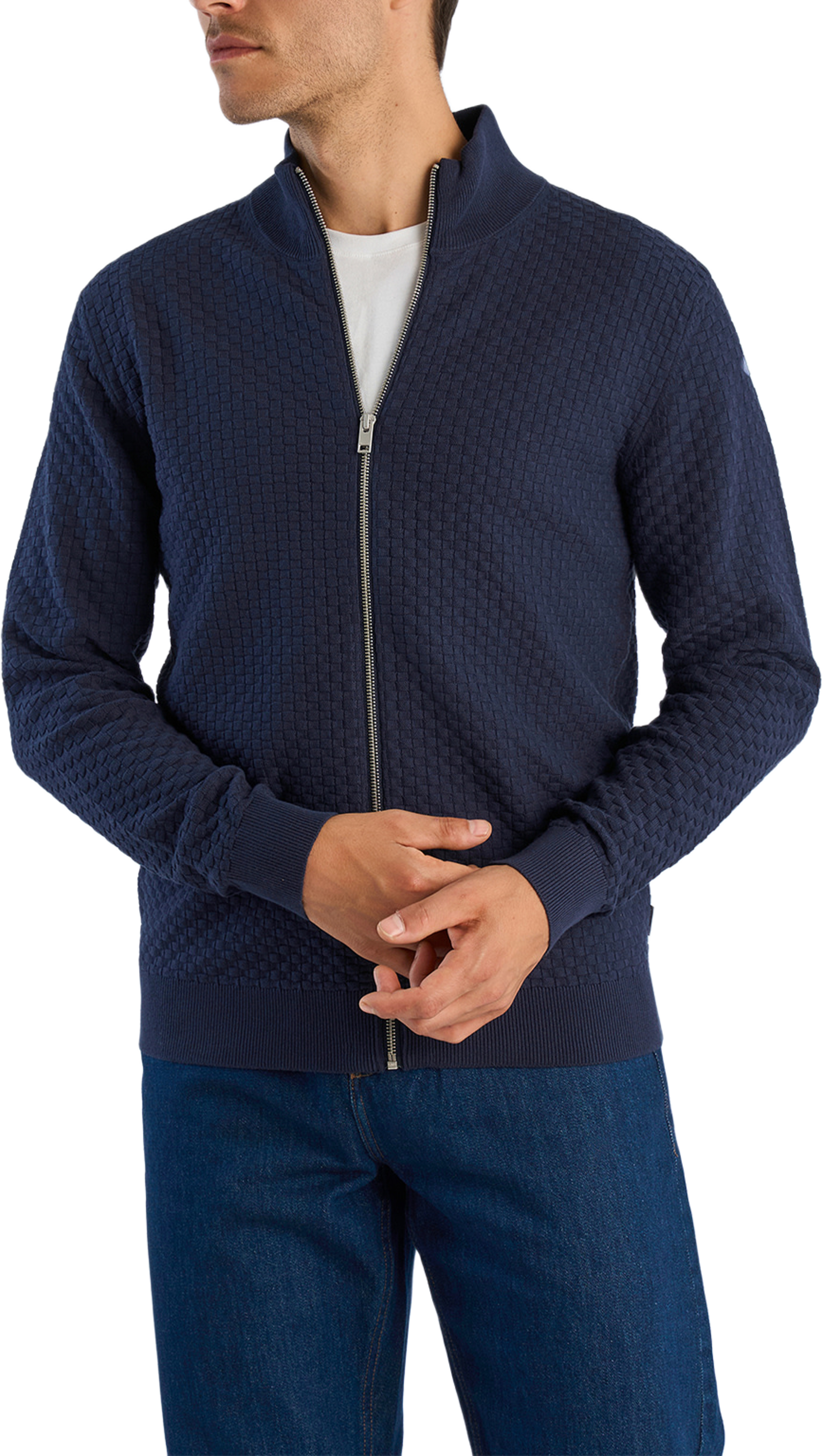 Cardigan, från Lindbergh, i färgen Navy. Klicka för att öppna bilden i stort format