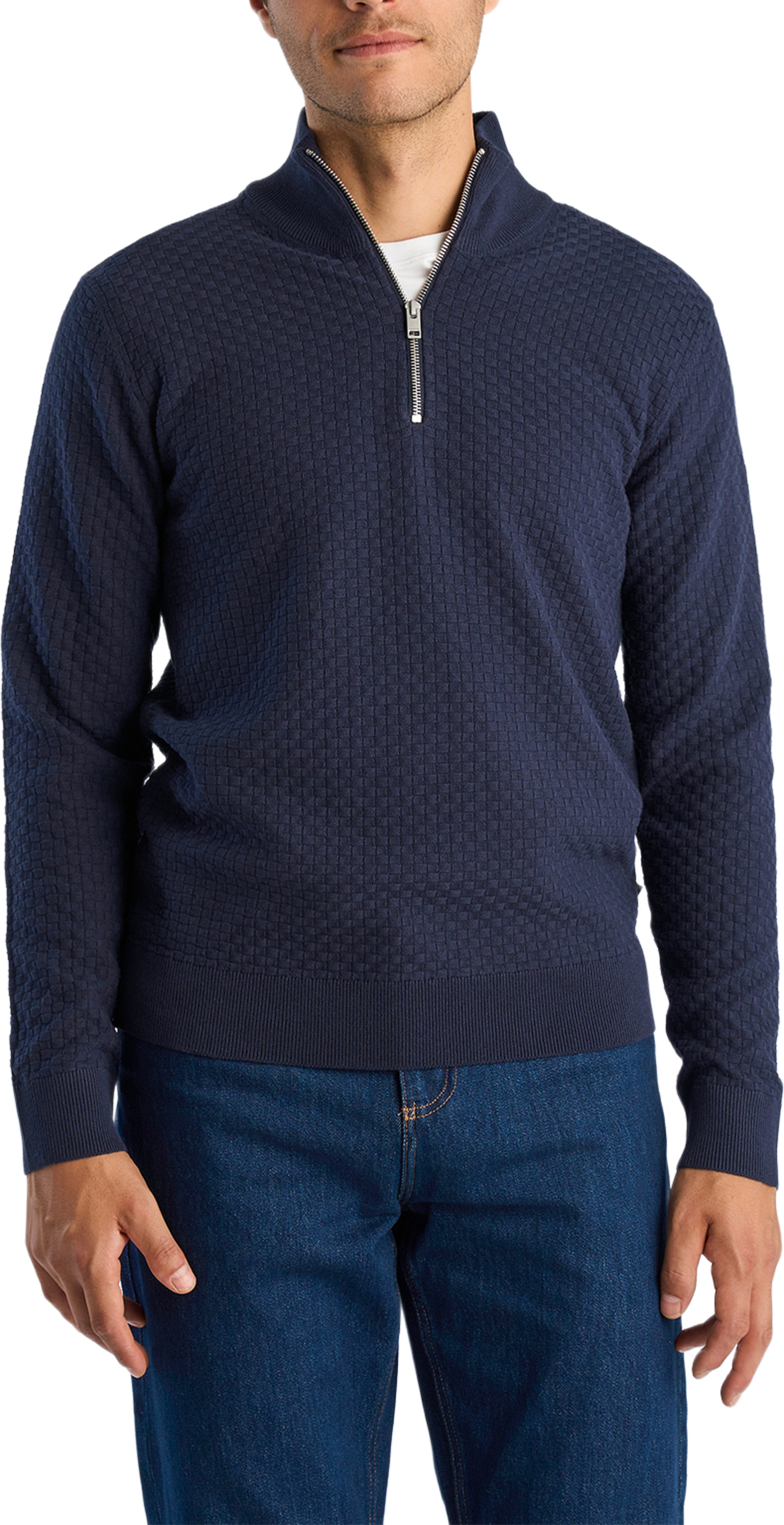 Structure half zip, från Lindbergh, i färgen Navy. Klicka för att öppna bilden i stort format