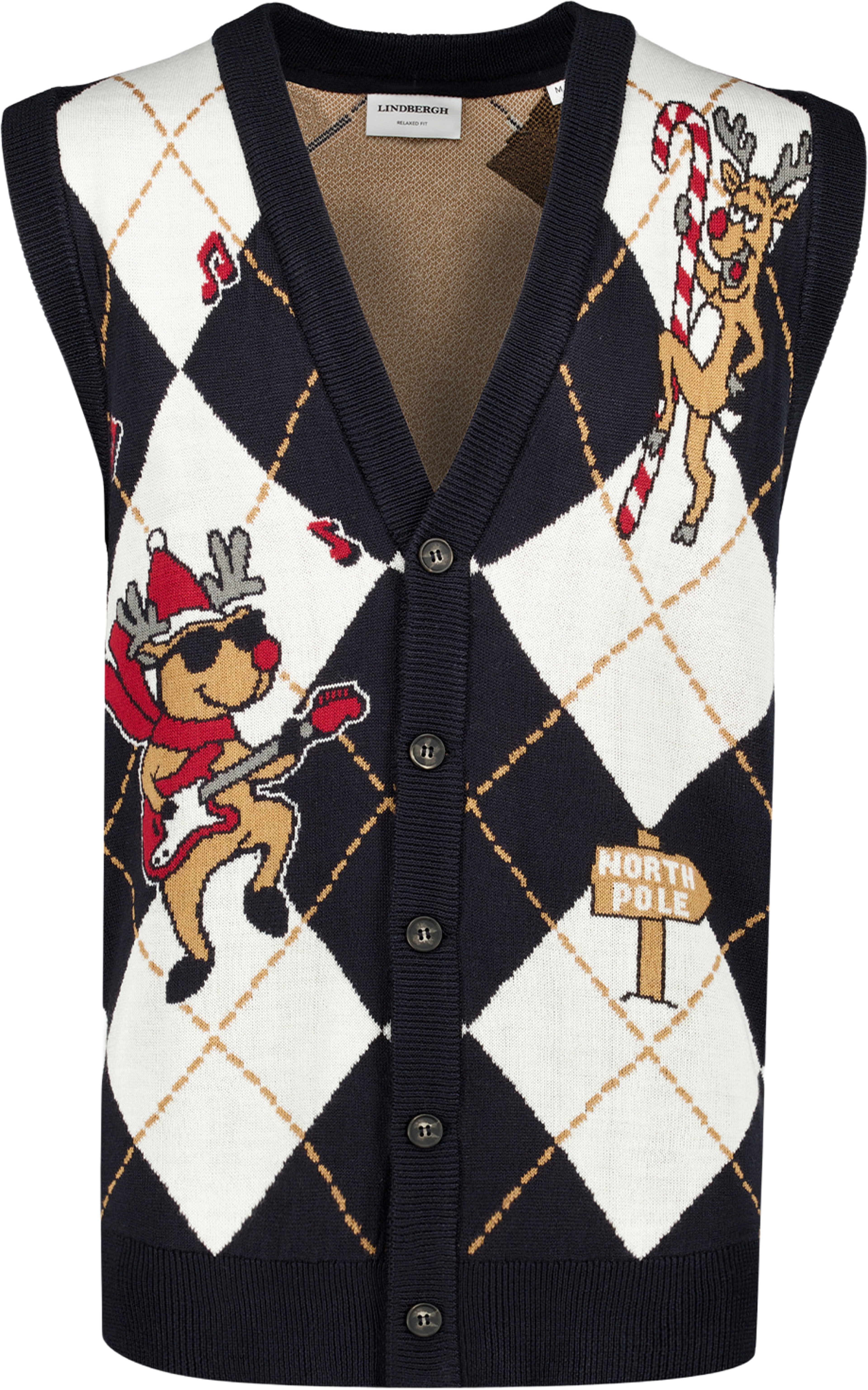 Christmas argyle vest, från Lindbergh, i färgen Navy. Klicka för att öppna bilden i stort format