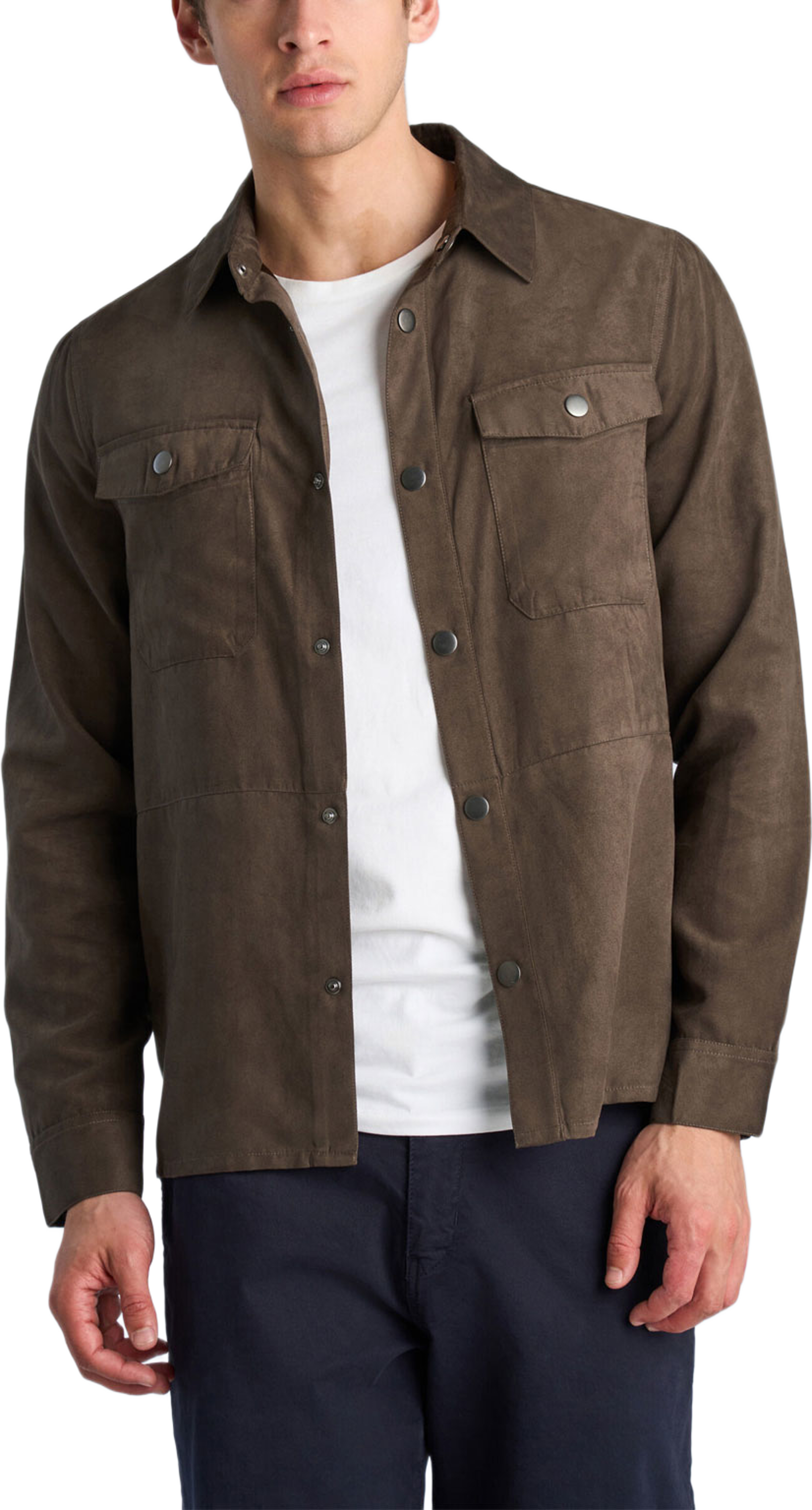 Micro suede overshirt, från Lindbergh, i färgen Brown. Klicka för att öppna bilden i stort format