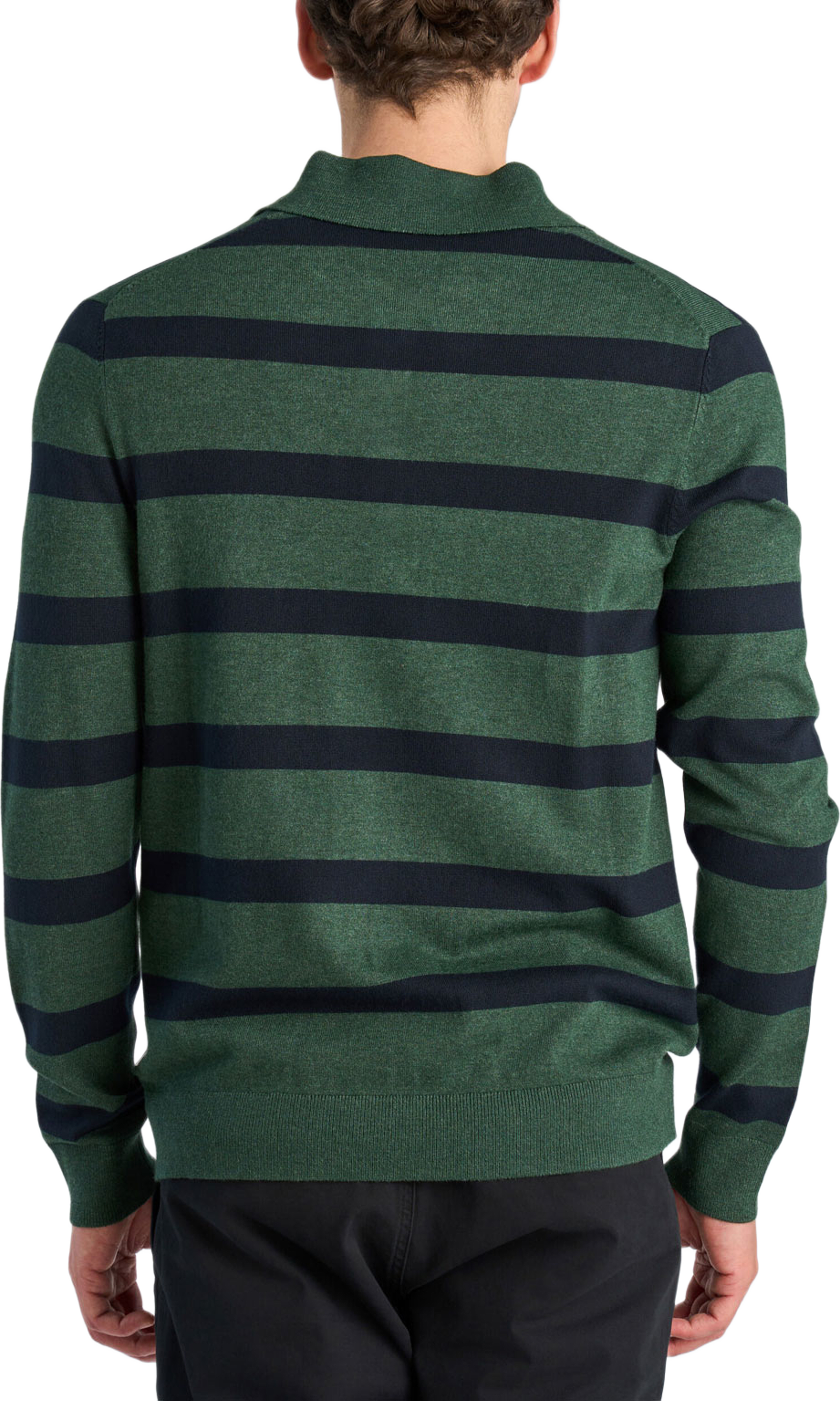 Long sleeve poloshirt, från Lindbergh, i färgen Pine Green Mel. Klicka för att öppna bilden i stort format
