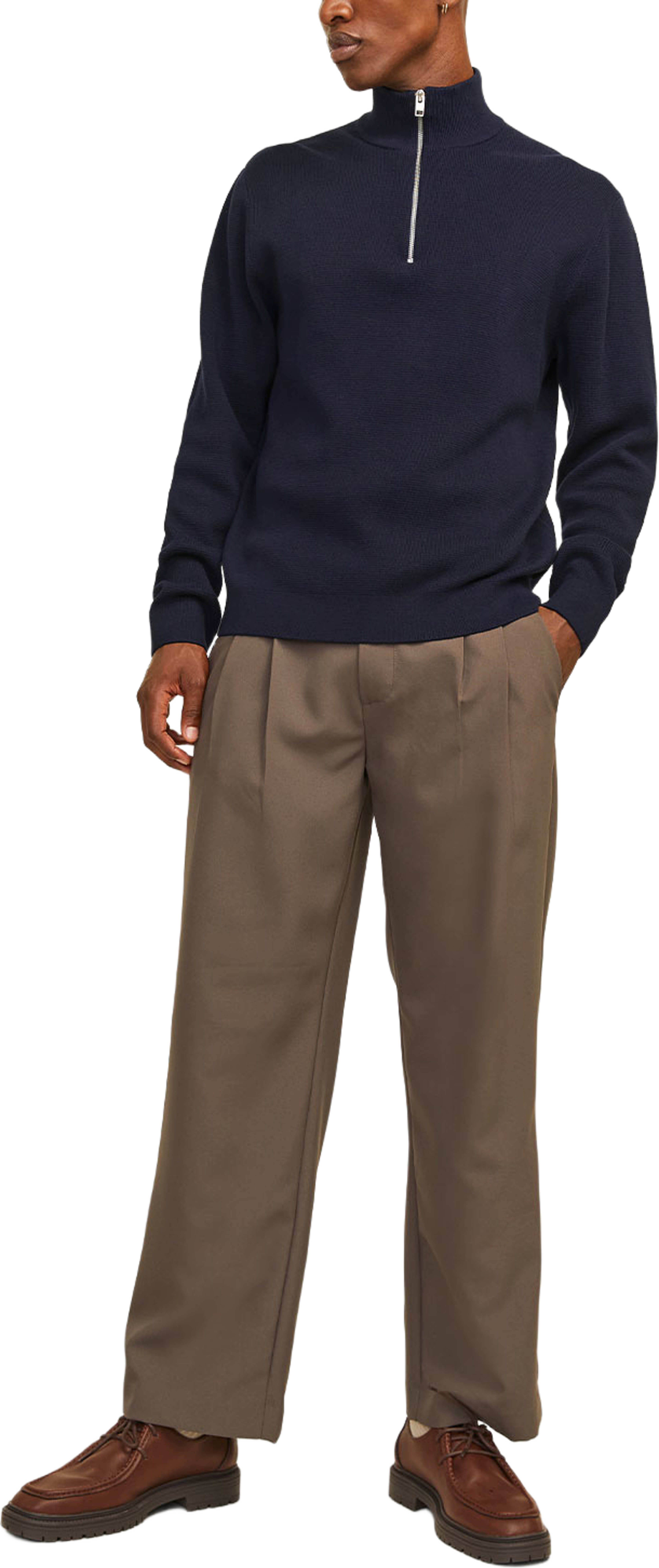 Milano Knit Half Zip, från Jack & Jones, i färgen Night Sky. Klicka för att öppna bilden i stort format