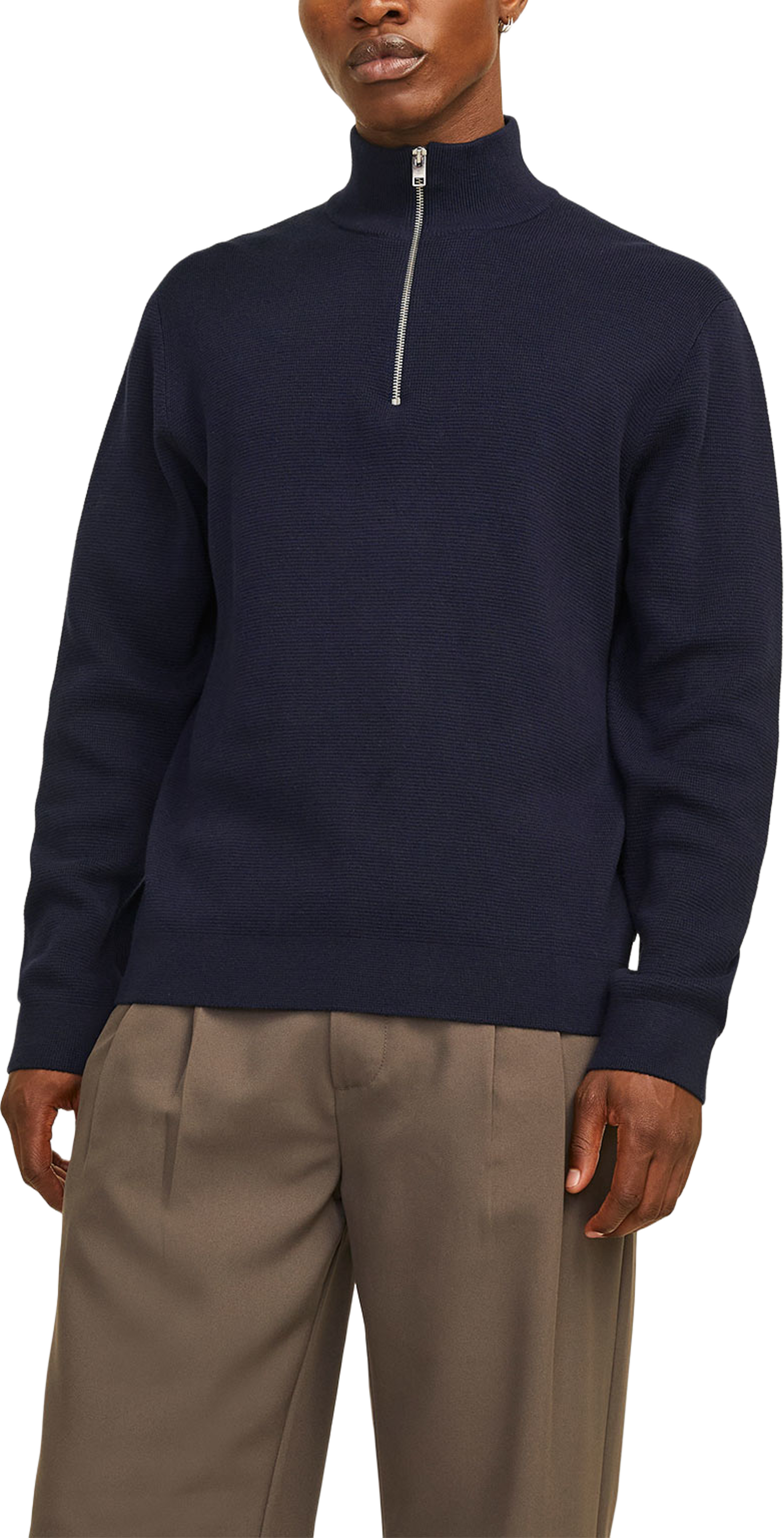 Milano Knit Half Zip, från Jack & Jones, i färgen Night Sky. Klicka för att öppna bilden i stort format