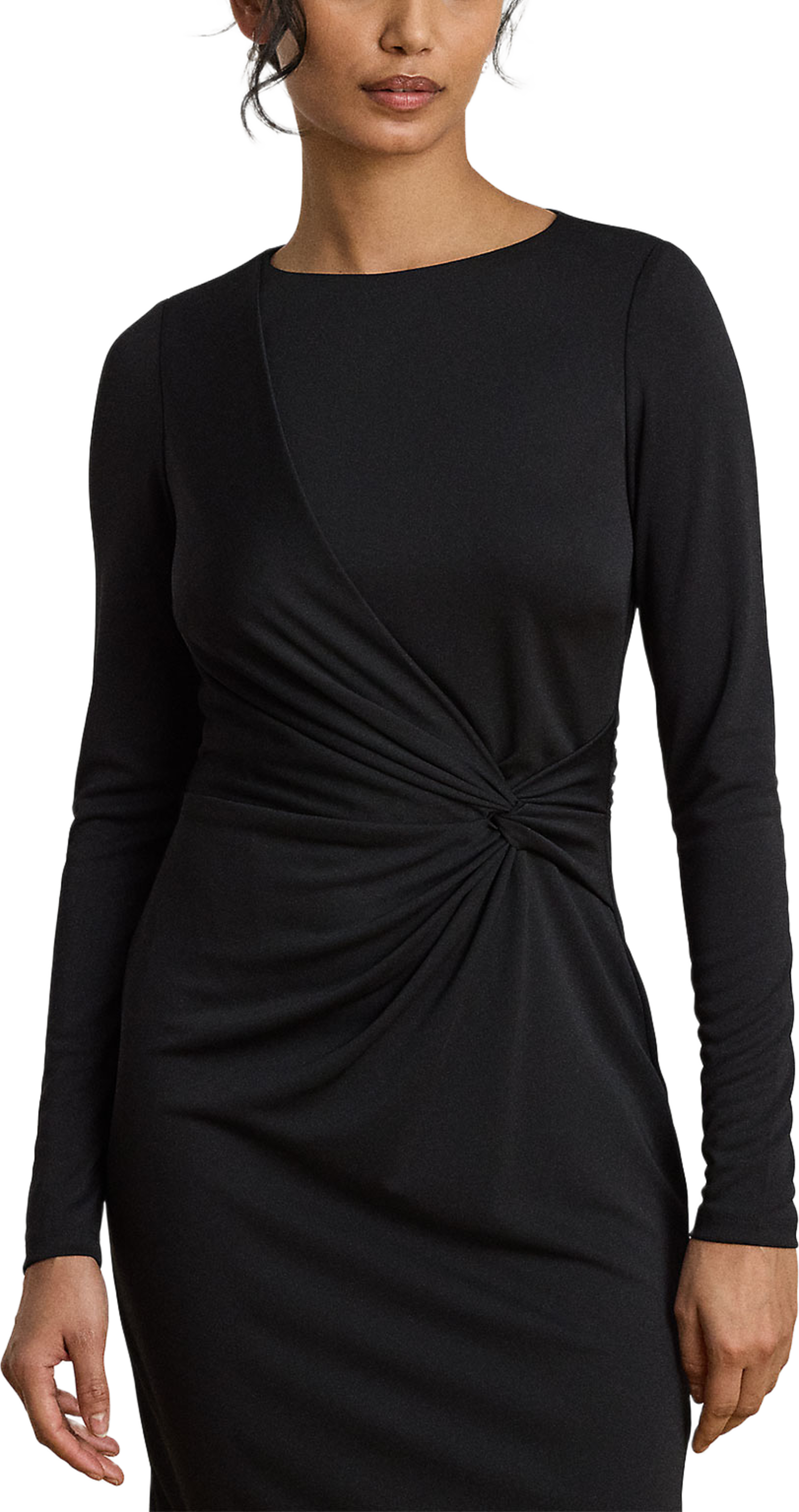 Twist-Front Jersey Boatneck Dress, från Lauren Ralph Lauren, i färgen Black. Klicka för att öppna bilden i stort format