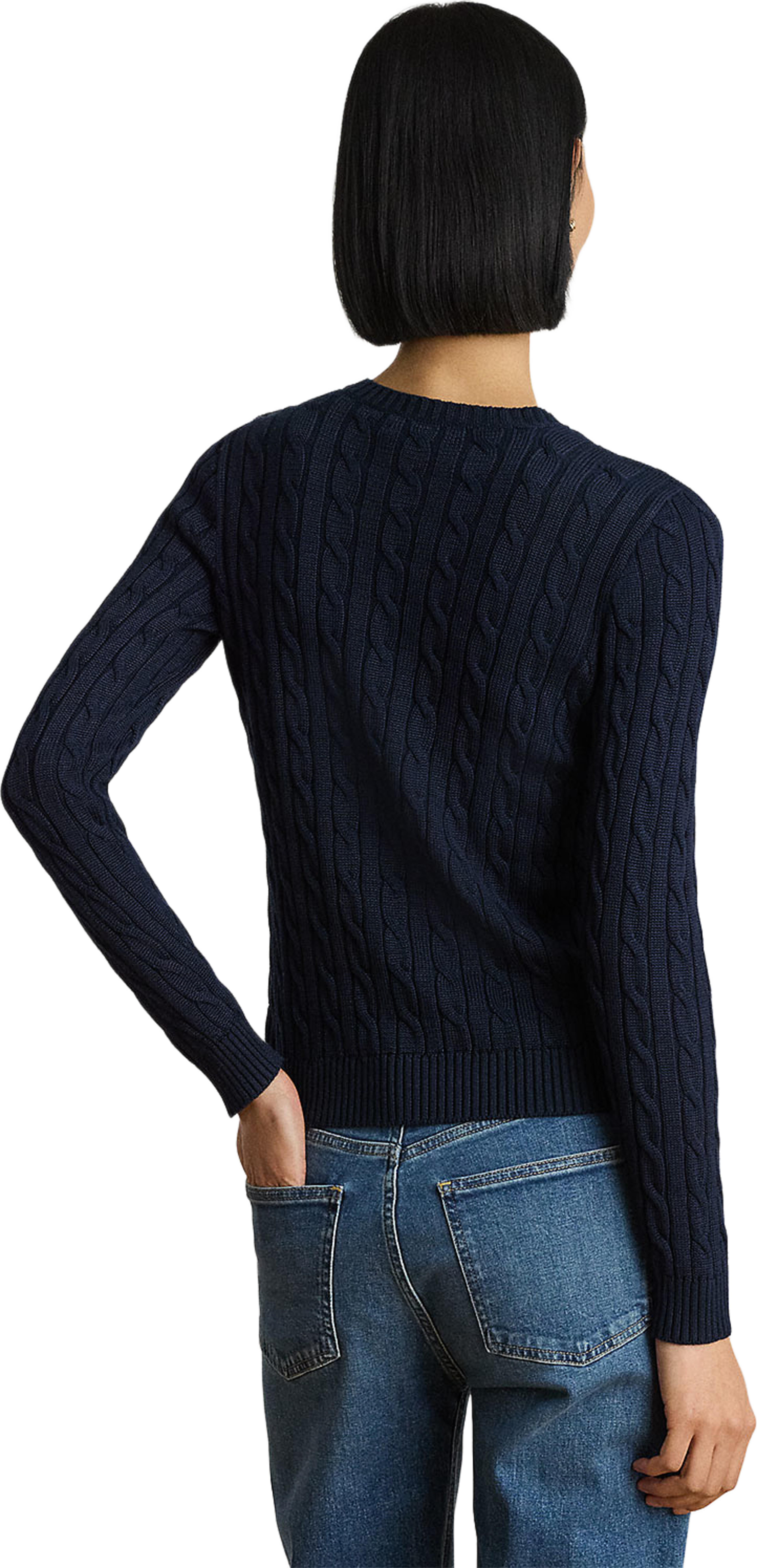 Button-Trim Cable-Knit Sweater, från Lauren Ralph Lauren, i färgen Lauren Navy. Klicka för att öppna bilden i stort format