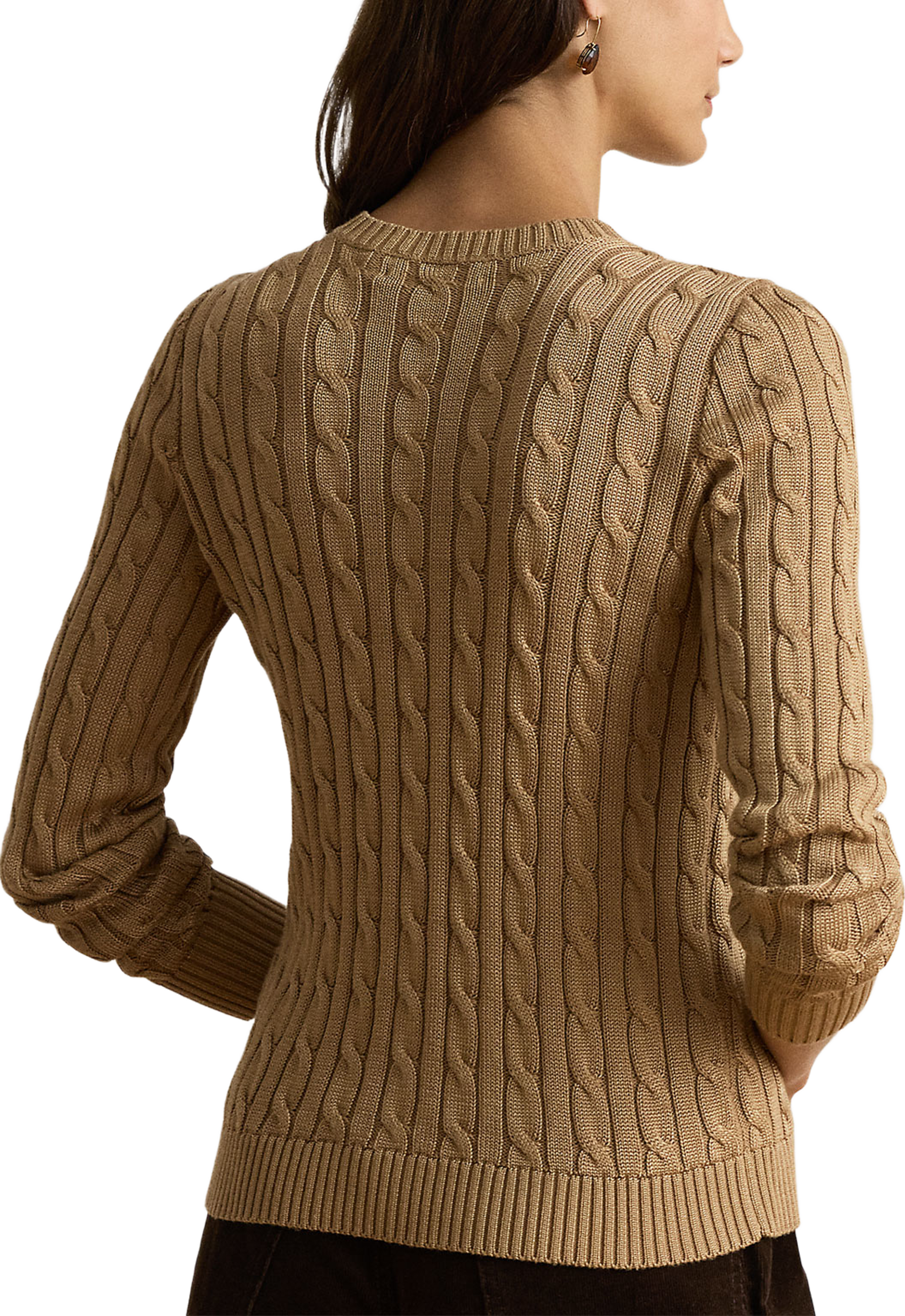 Cable-Knit Cotton-Blend Cardigan, från Lauren Ralph Lauren, i färgen Lauren Camel. Klicka för att öppna bilden i stort format