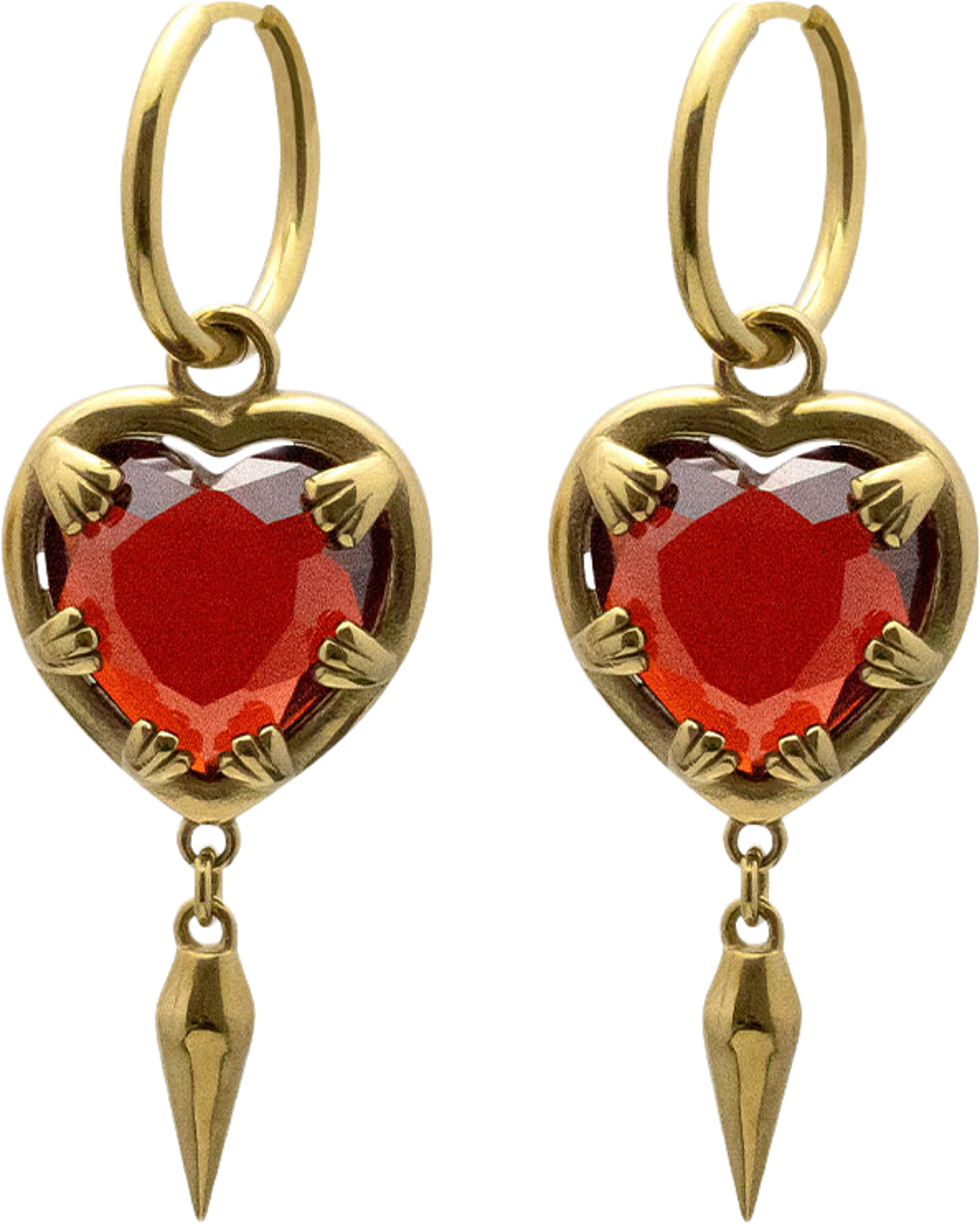 Claw Heart Earrings, från WOS, i färgen Gold. Klicka för att öppna bilden i stort format