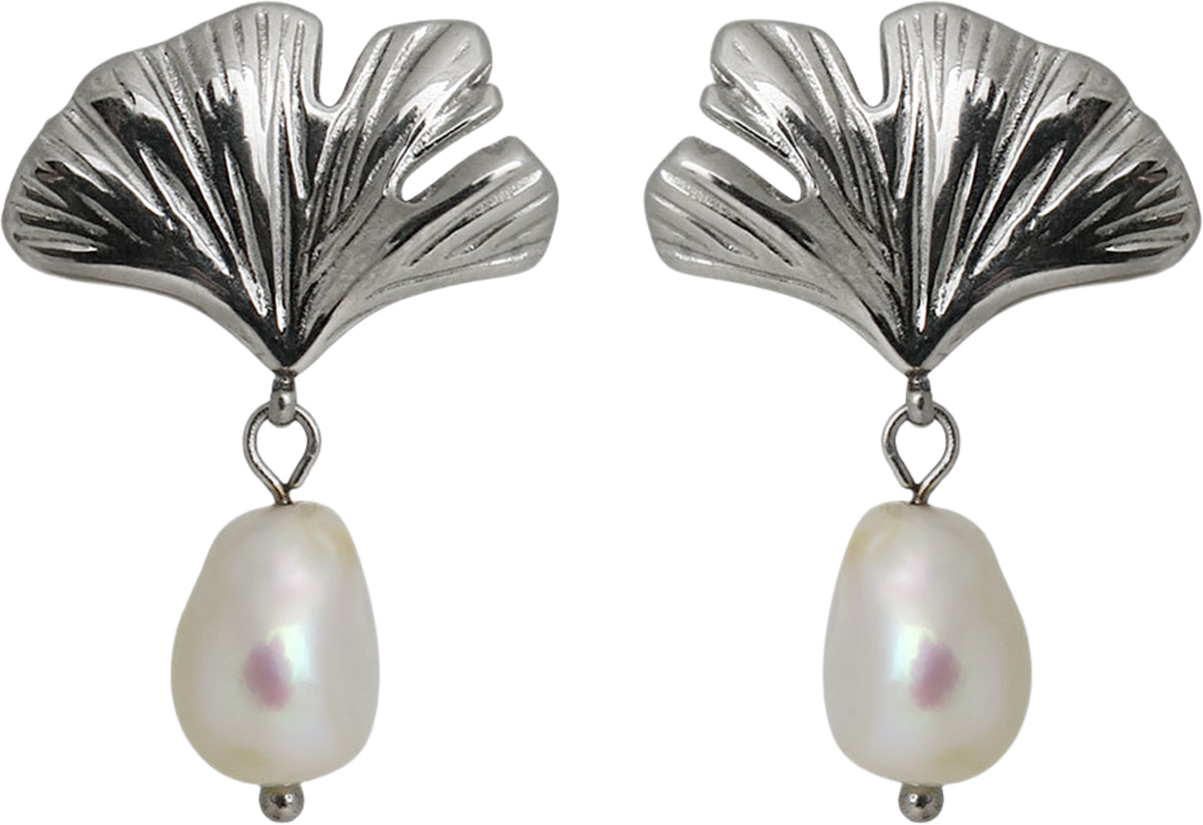Ginko Pearl Earrings, från WOS, i färgen Silver. Klicka för att öppna bilden i stort format