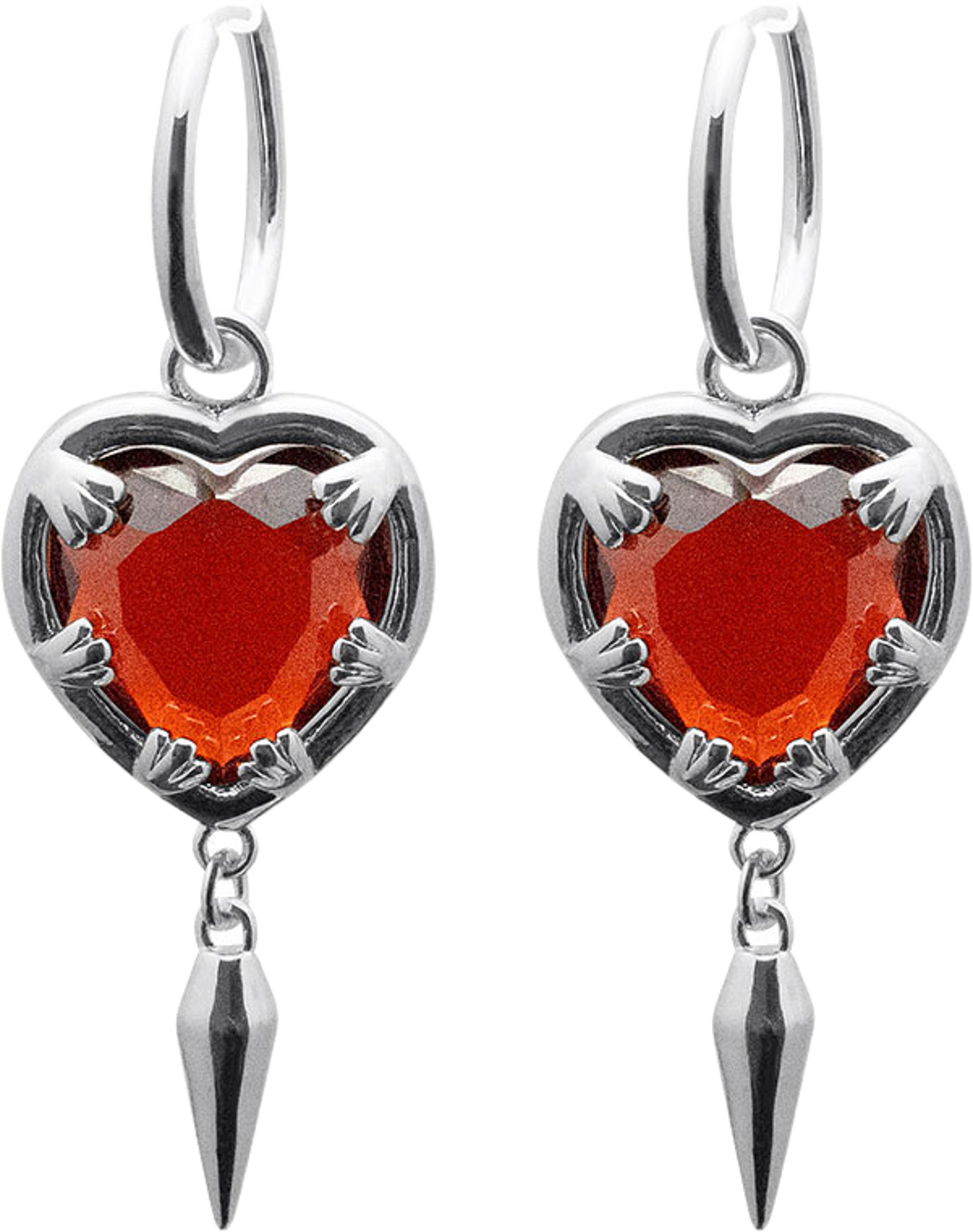 Claw Heart Big Earrings, från WOS, i färgen Silver. Klicka för att öppna bilden i stort format