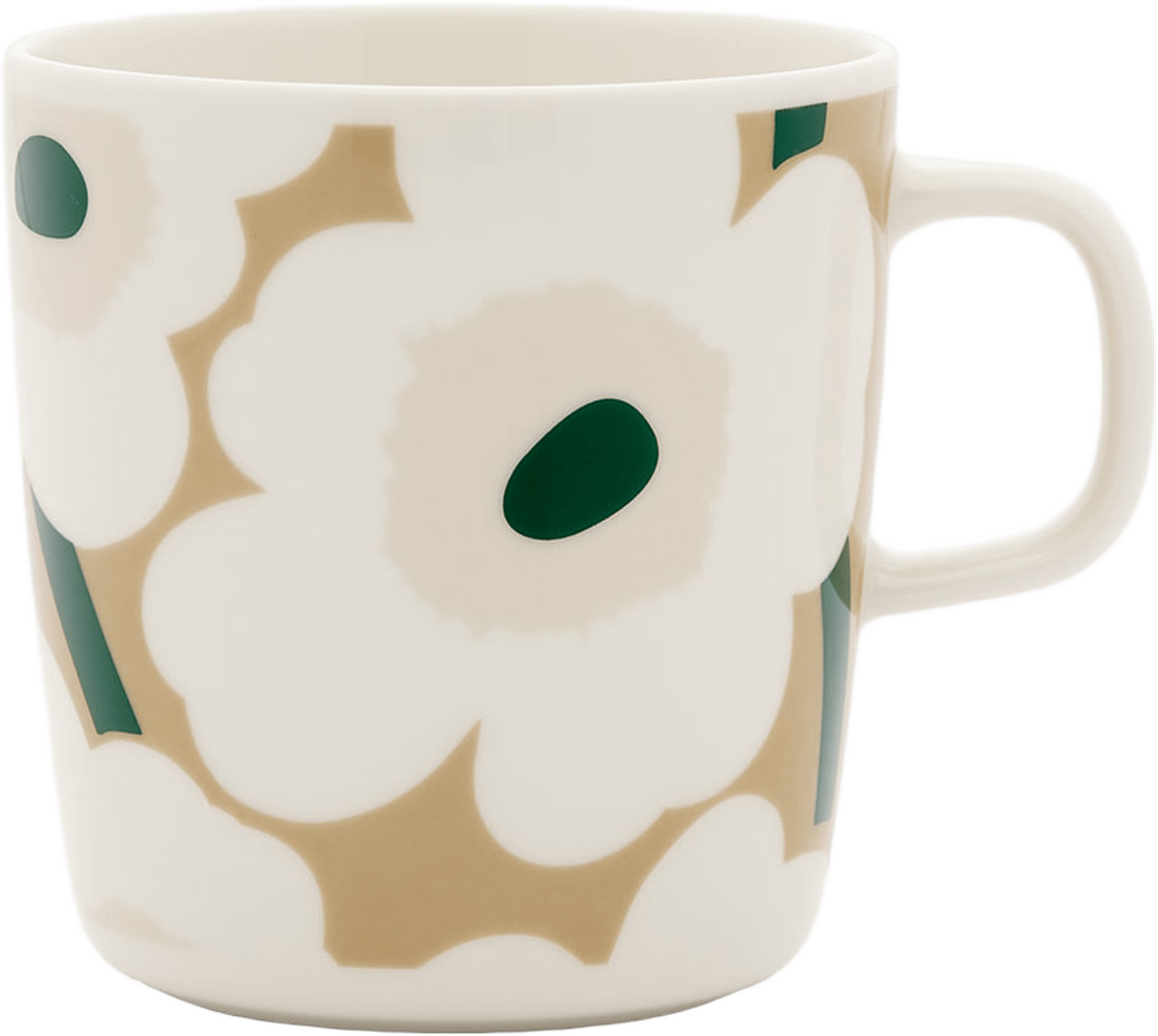 Unikko Mugg 4 dl, från Marimekko, i färgen White, Beige, Lt.sand, D.green. Klicka för att öppna bilden i stort format
