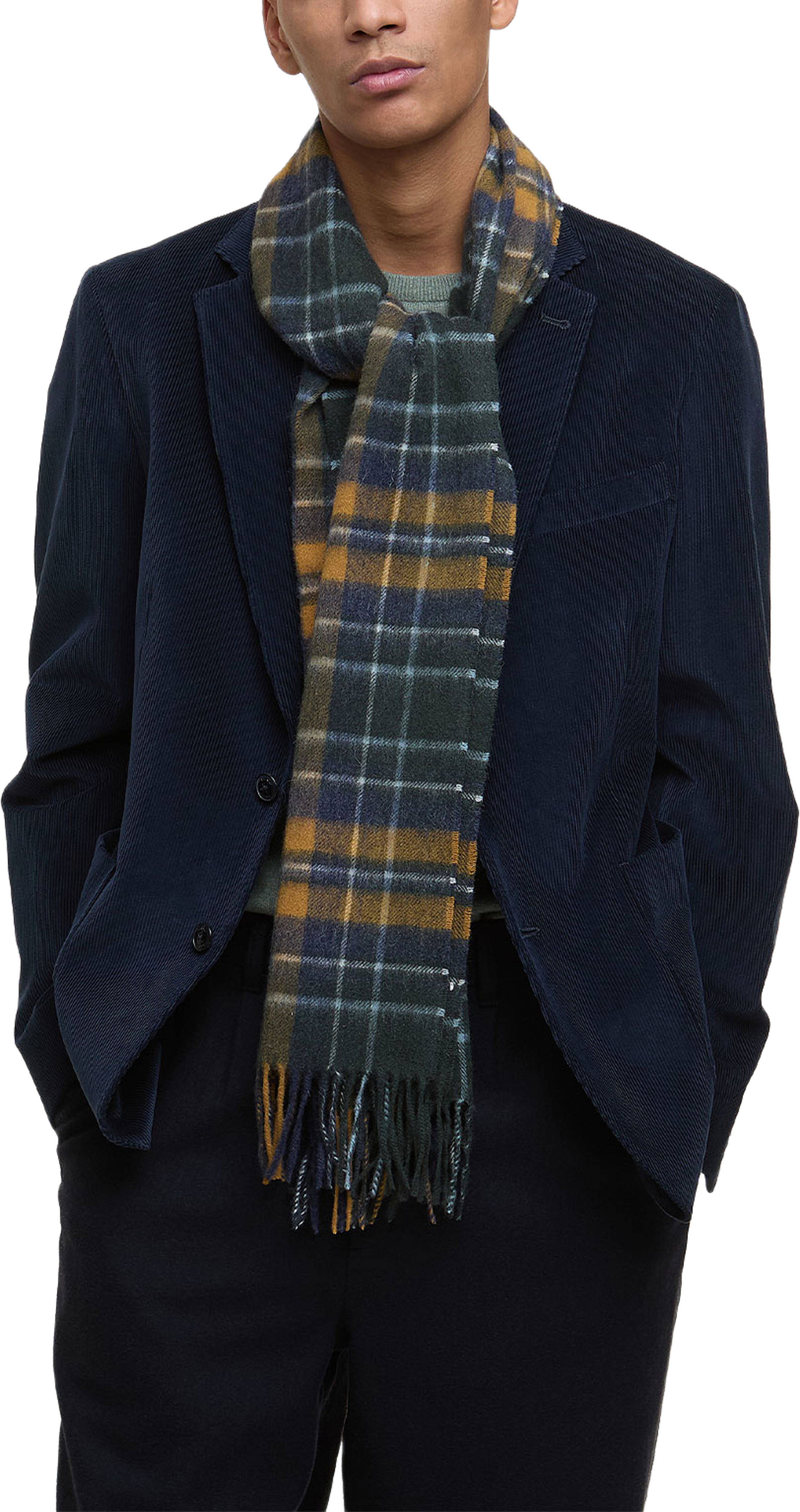 Barbour New Check Tartan Scarf, från Barbour, i färgen Forest/Bronze Brown. Klicka för att öppna bilden i stort format