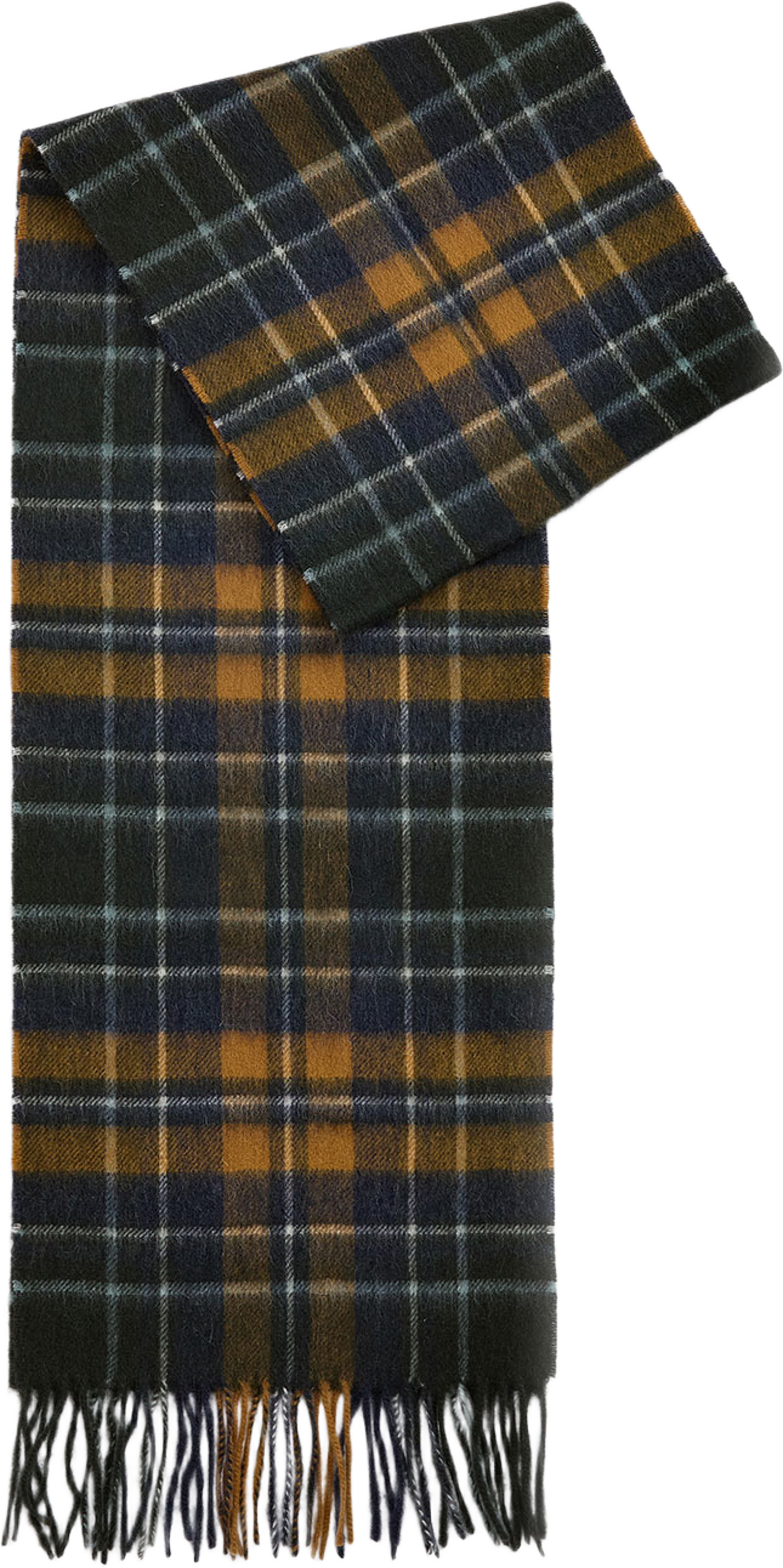Barbour New Check Tartan Scarf, från Barbour, i färgen Forest/Bronze Brown. Klicka för att öppna bilden i stort format