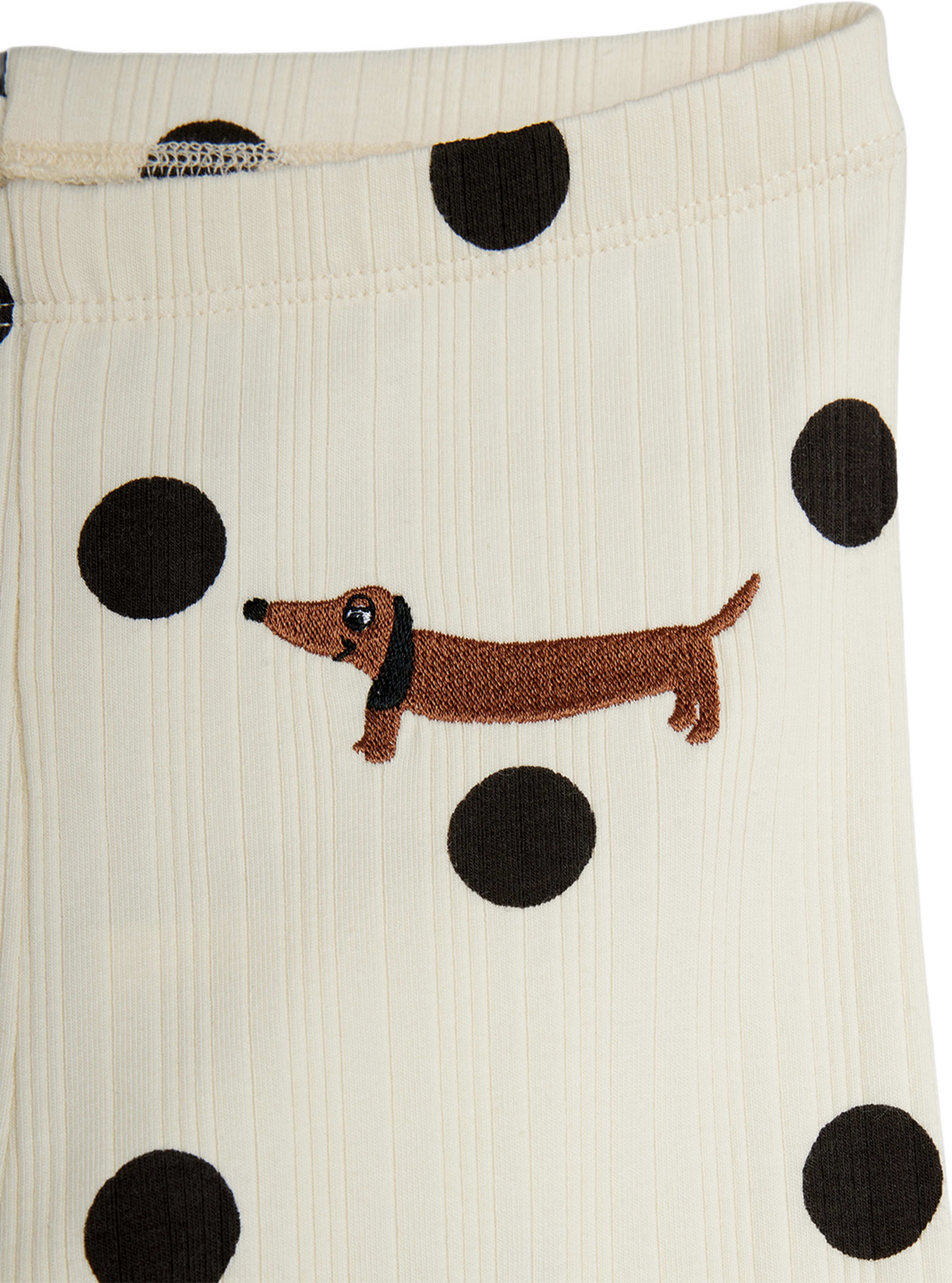 Dots dog flared trousers, från Mini Rodini, i färgen Off-white. Klicka för att öppna bilden i stort format