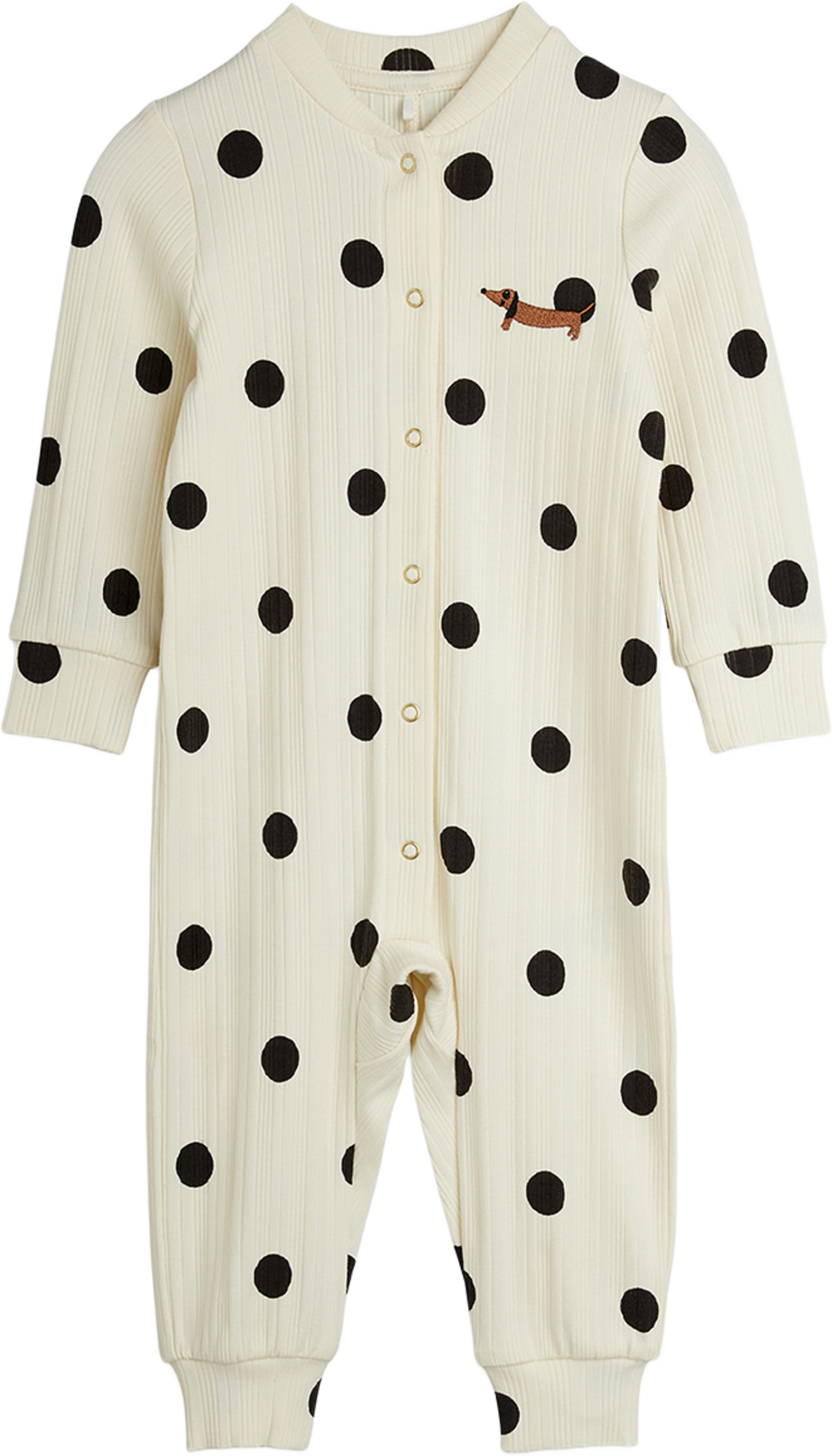 Dots dog jumpsuit, från Mini Rodini, i färgen Off-white. Klicka för att öppna bilden i stort format