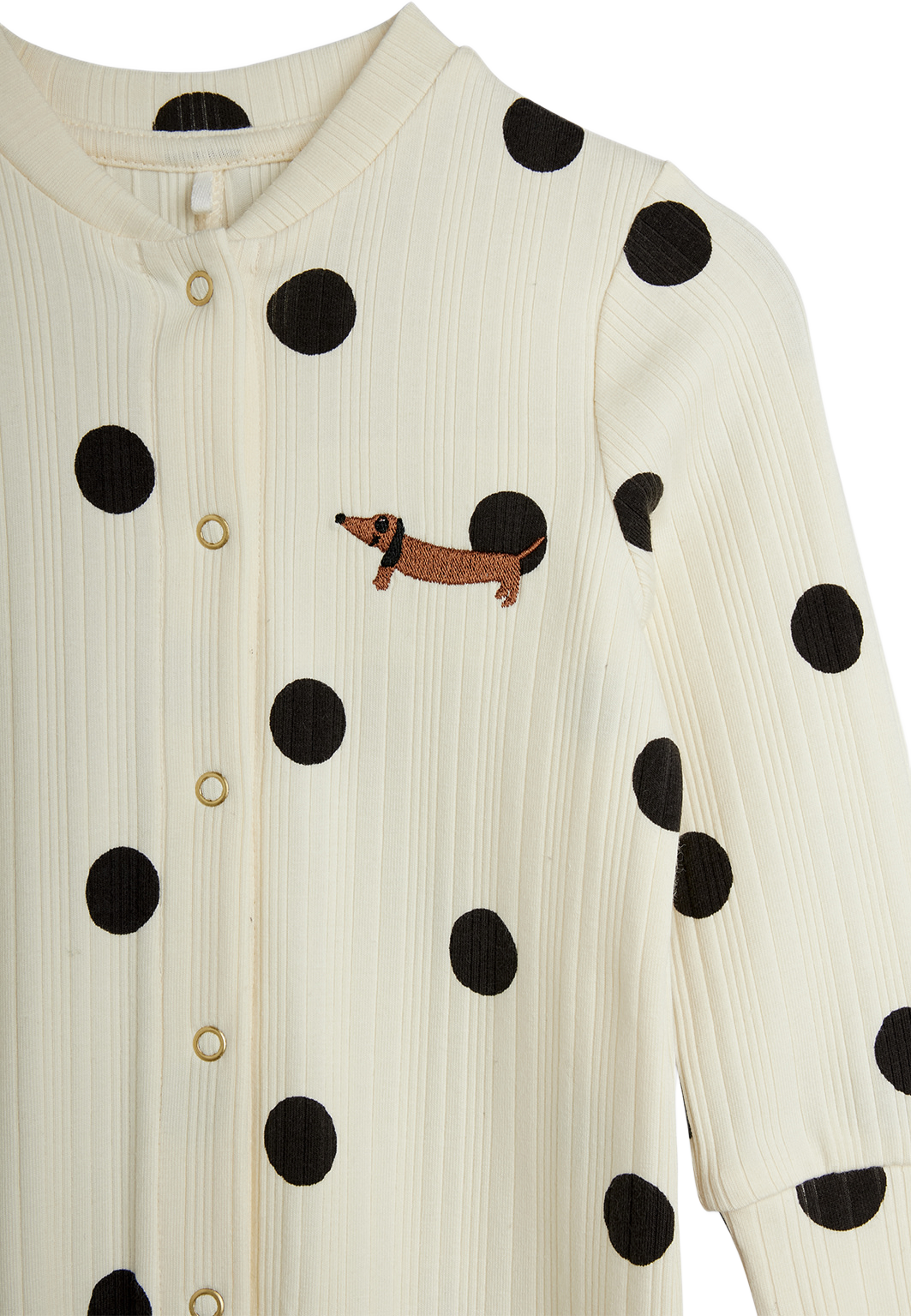 Dots dog jumpsuit, från Mini Rodini, i färgen Off-white. Klicka för att öppna bilden i stort format