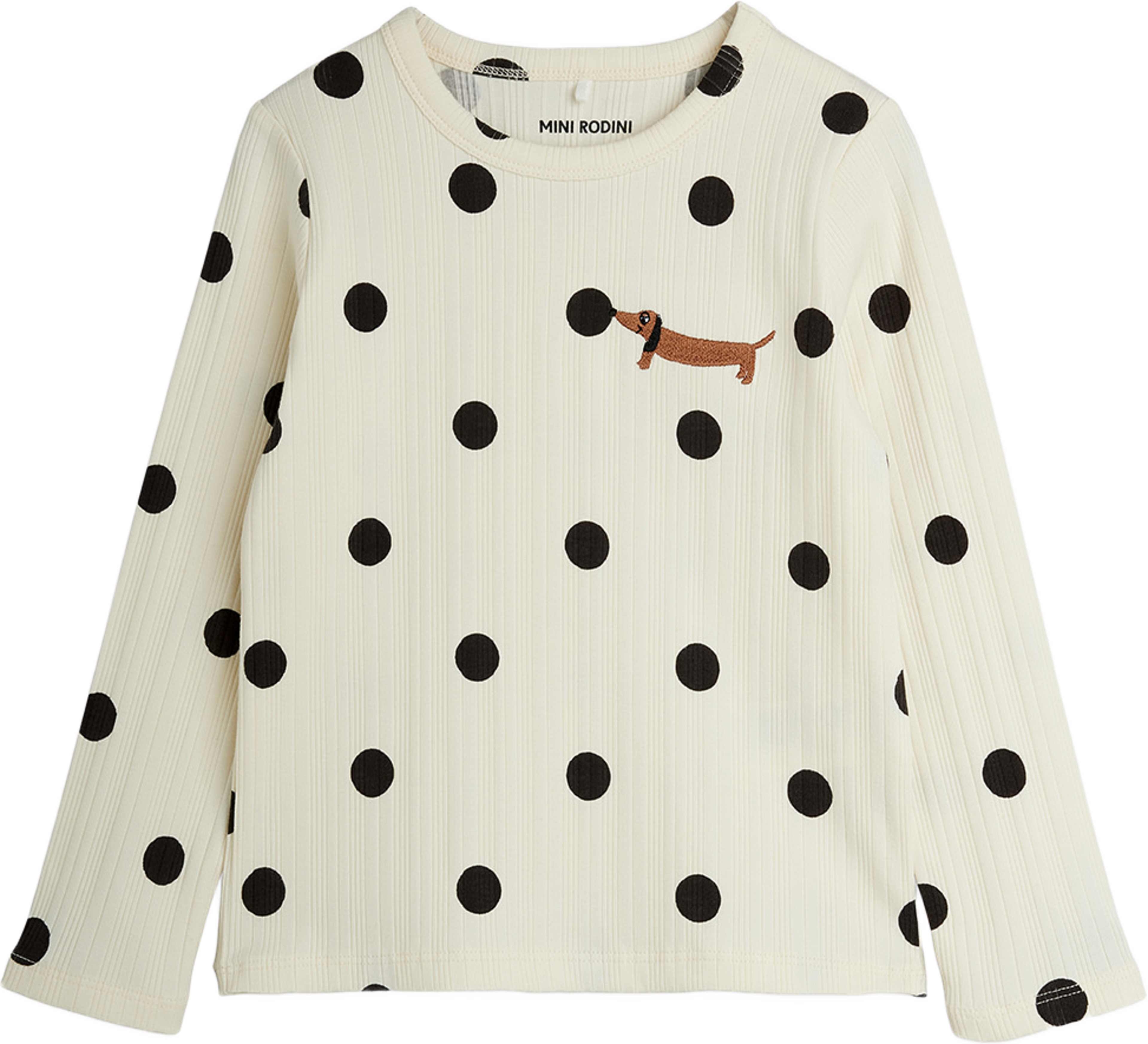 Dots dog long sleeve tee, från Mini Rodini, i färgen Off-white. Klicka för att öppna bilden i stort format