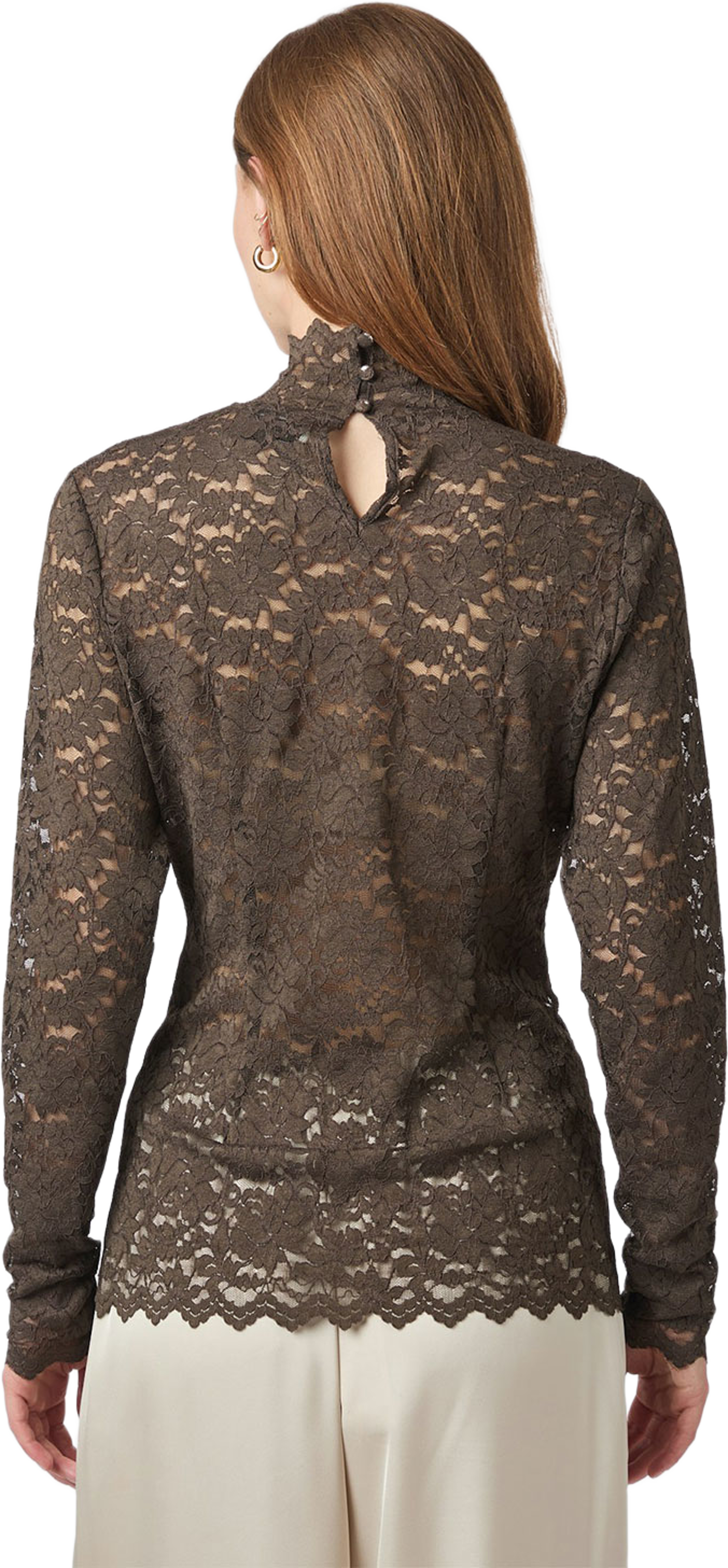 Liza Laceflower Blouse, från Neo Noir, i färgen Chocolate Brown. Klicka för att öppna bilden i stort format