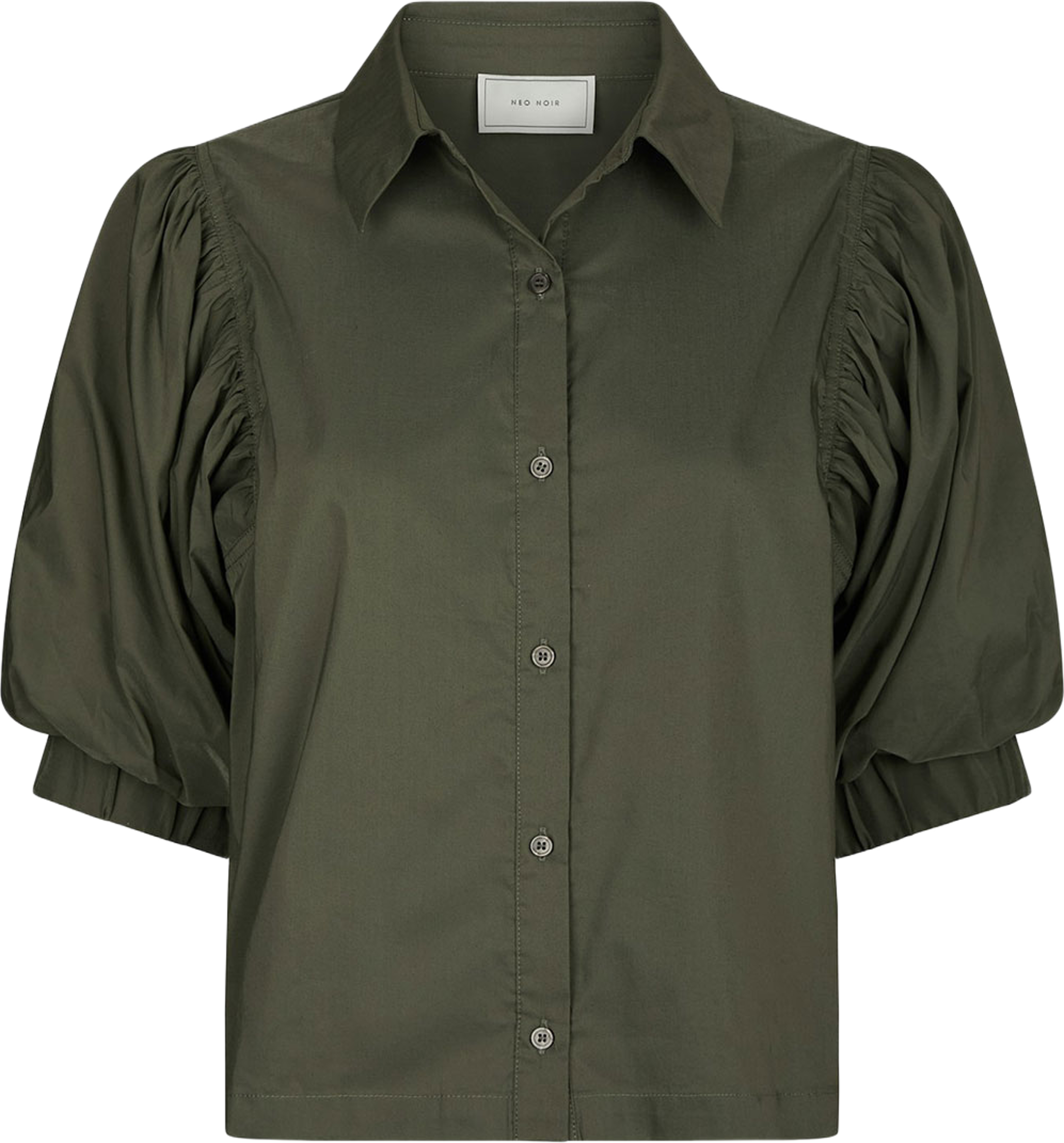 Etta Poplin Shirt, från Neo Noir, i färgen Army. Klicka för att öppna bilden i stort format