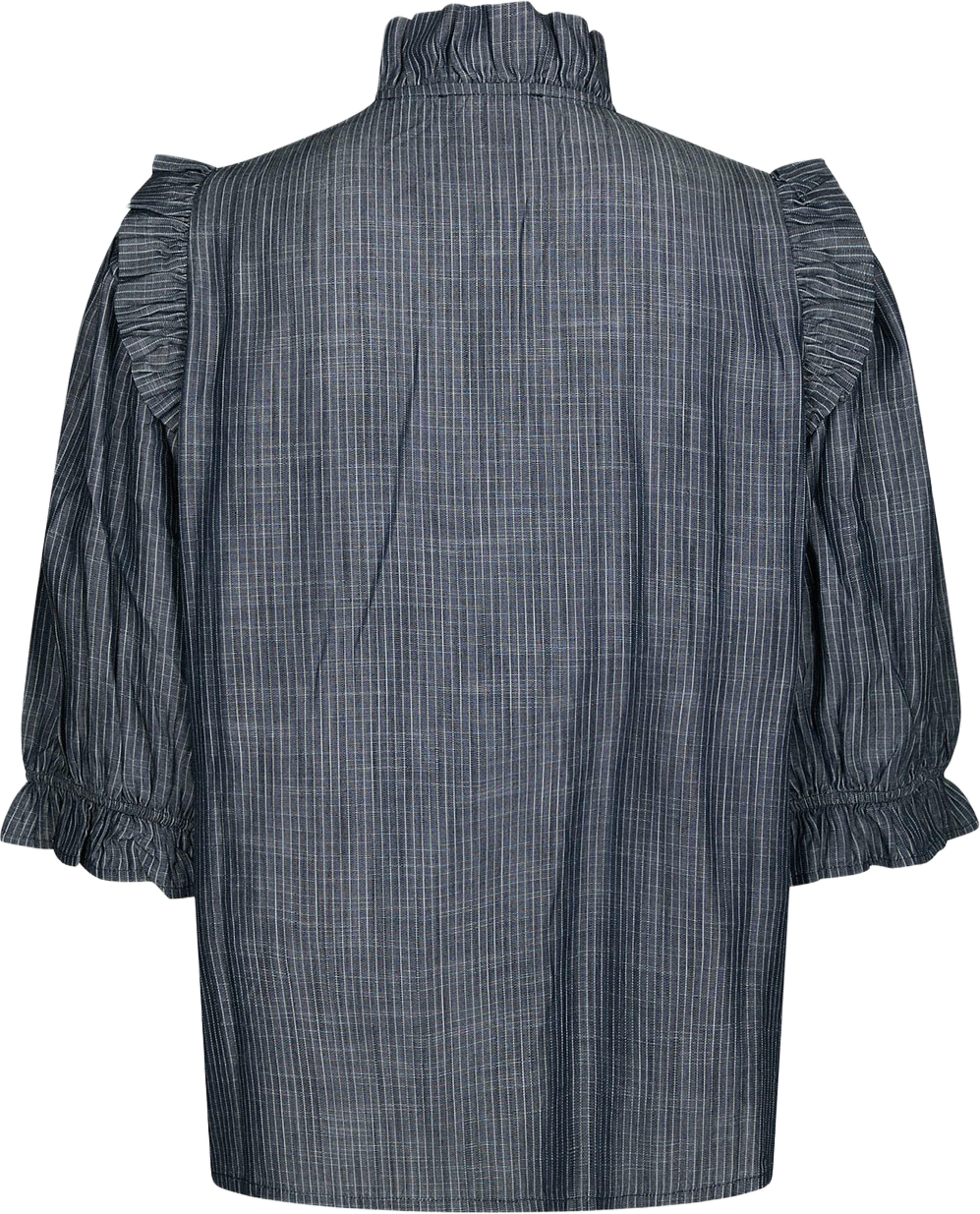 Chacha Chambray Stripe Blouse, från Neo Noir, i färgen Dark Blue. Klicka för att öppna bilden i stort format
