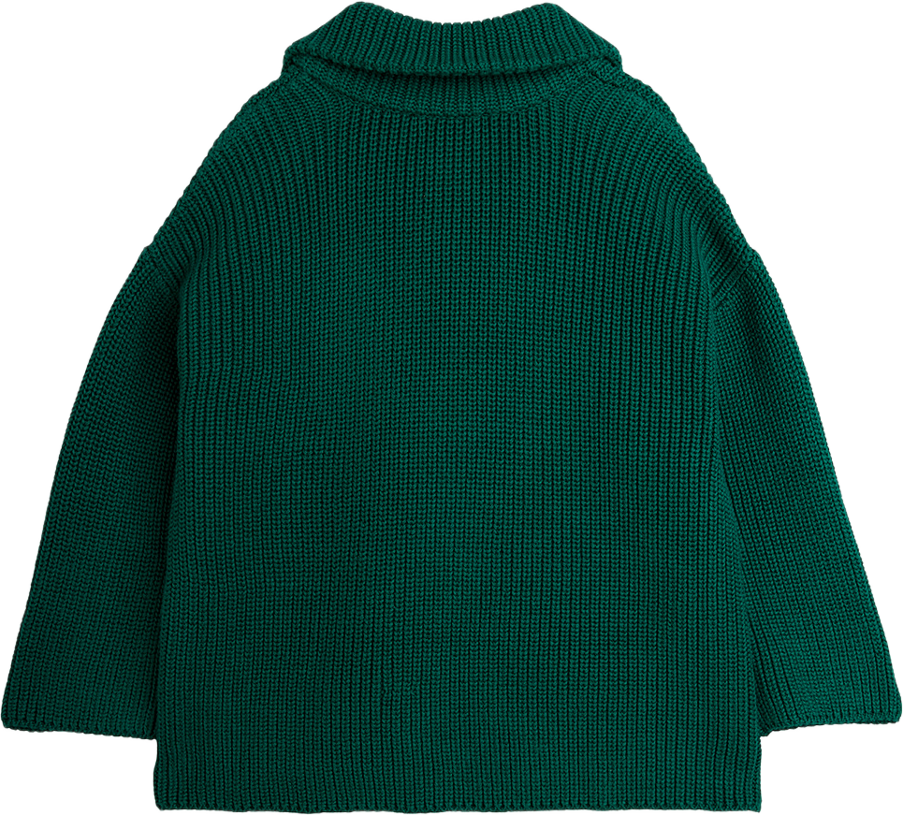 Panda patch chunky knit half zip sweater, från Mini Rodini, i färgen Green. Klicka för att öppna bilden i stort format