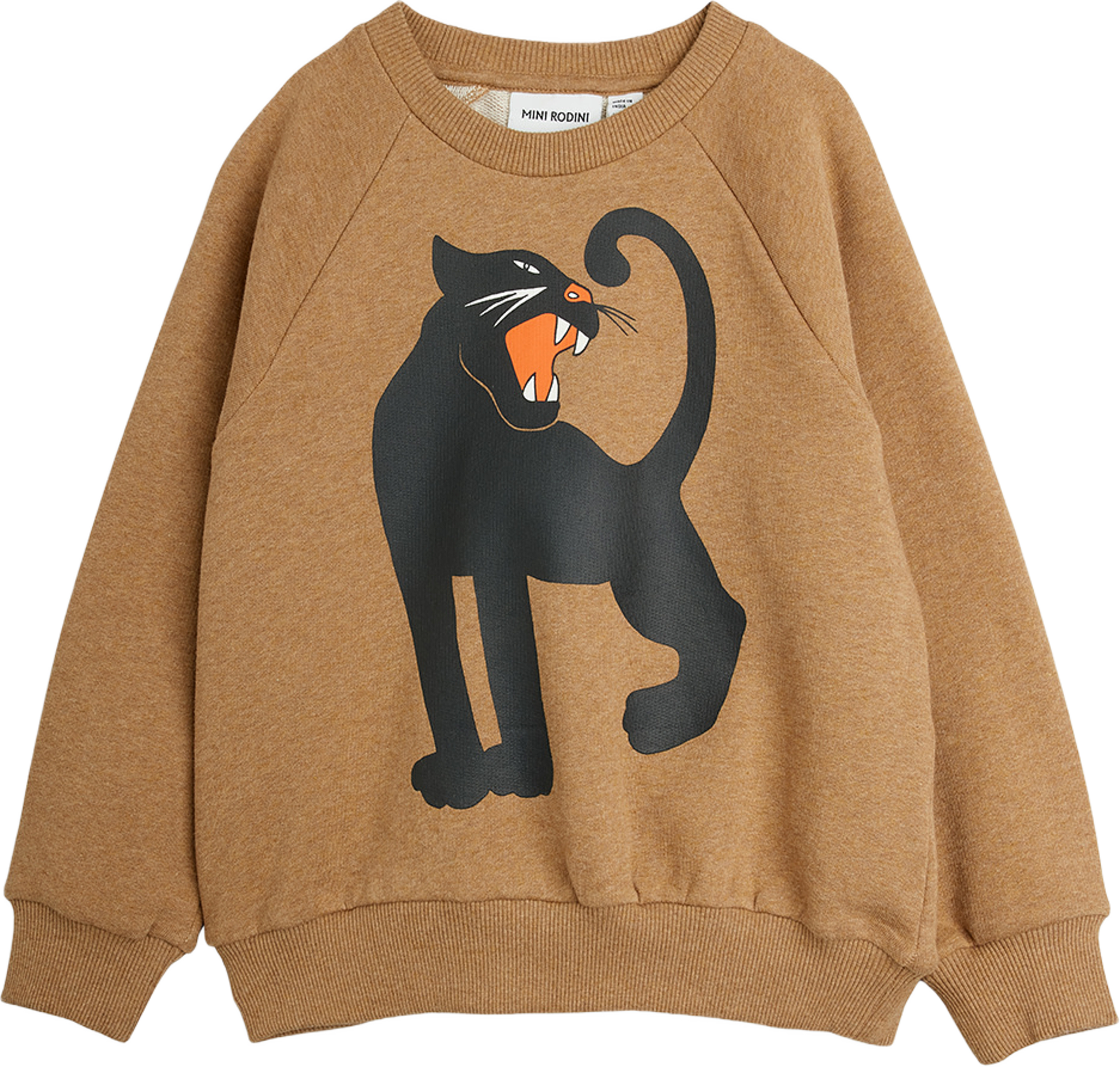 Panther melange sweatshirt, från Mini Rodini, i färgen Brown. Klicka för att öppna bilden i stort format