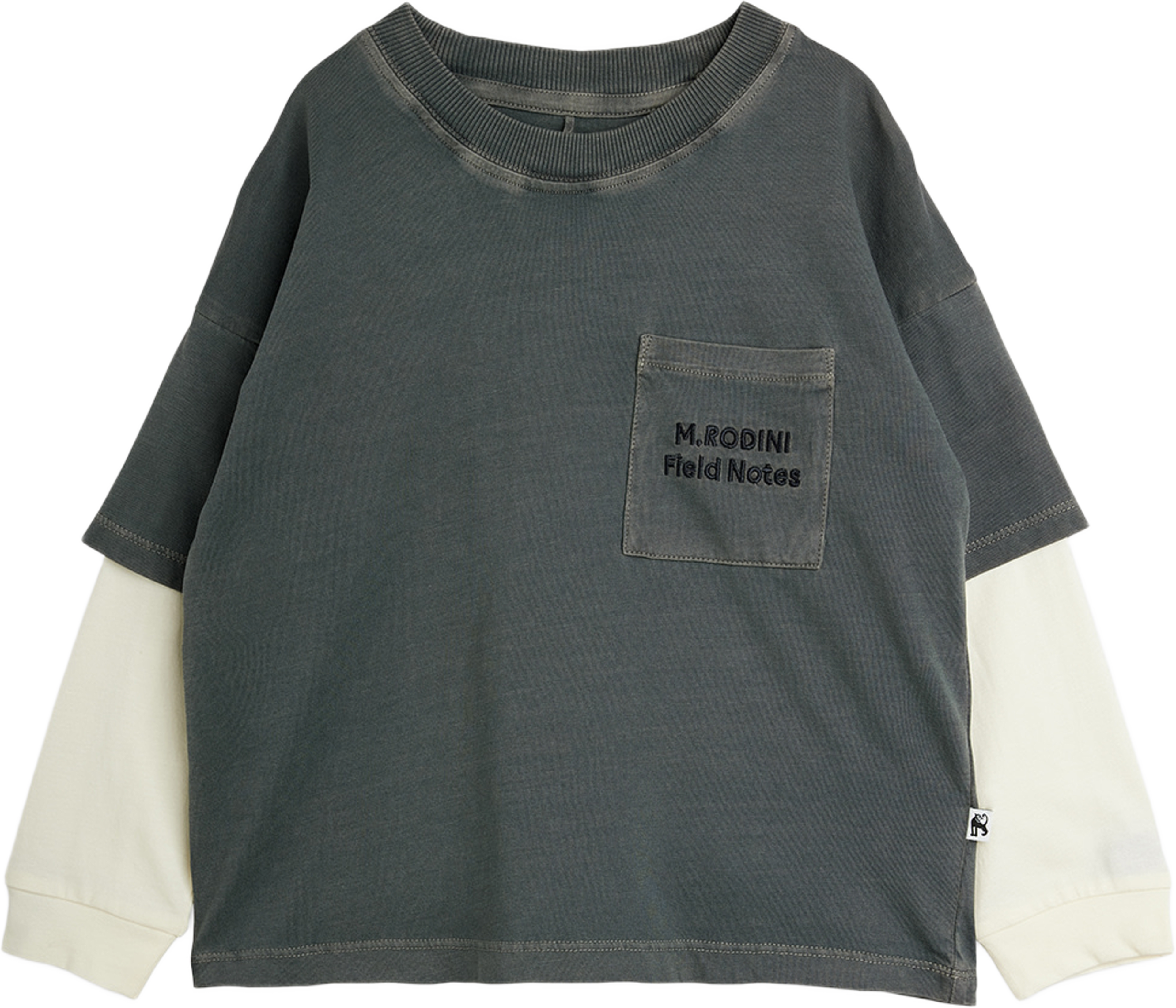 Field Notes Broderad Långärmad T-shirt, från Mini Rodini, i färgen Grey. Klicka för att öppna bilden i stort format