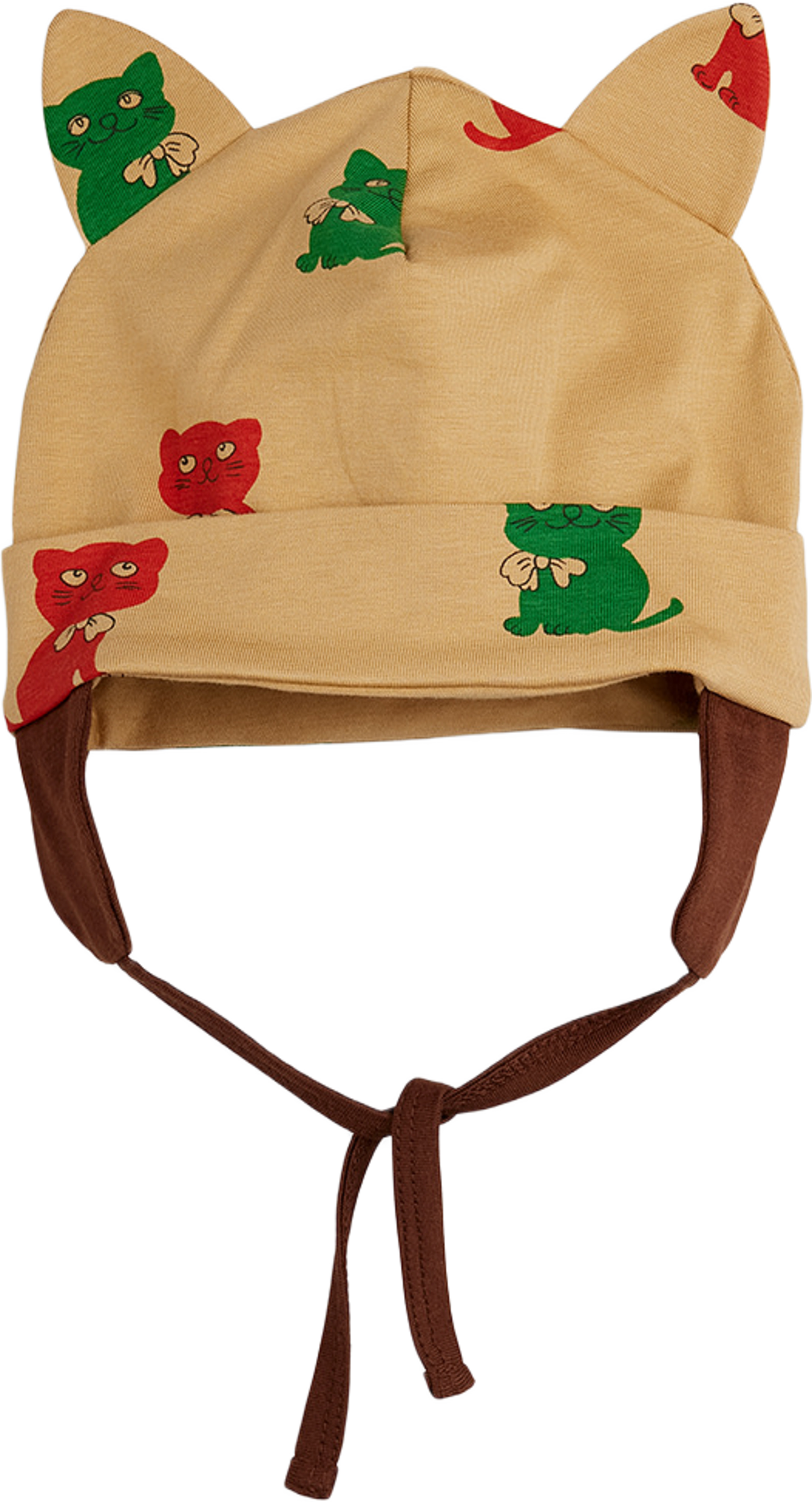 Kittens cat ear baby hat, från Mini Rodini, i färgen Beige. Klicka för att öppna bilden i stort format