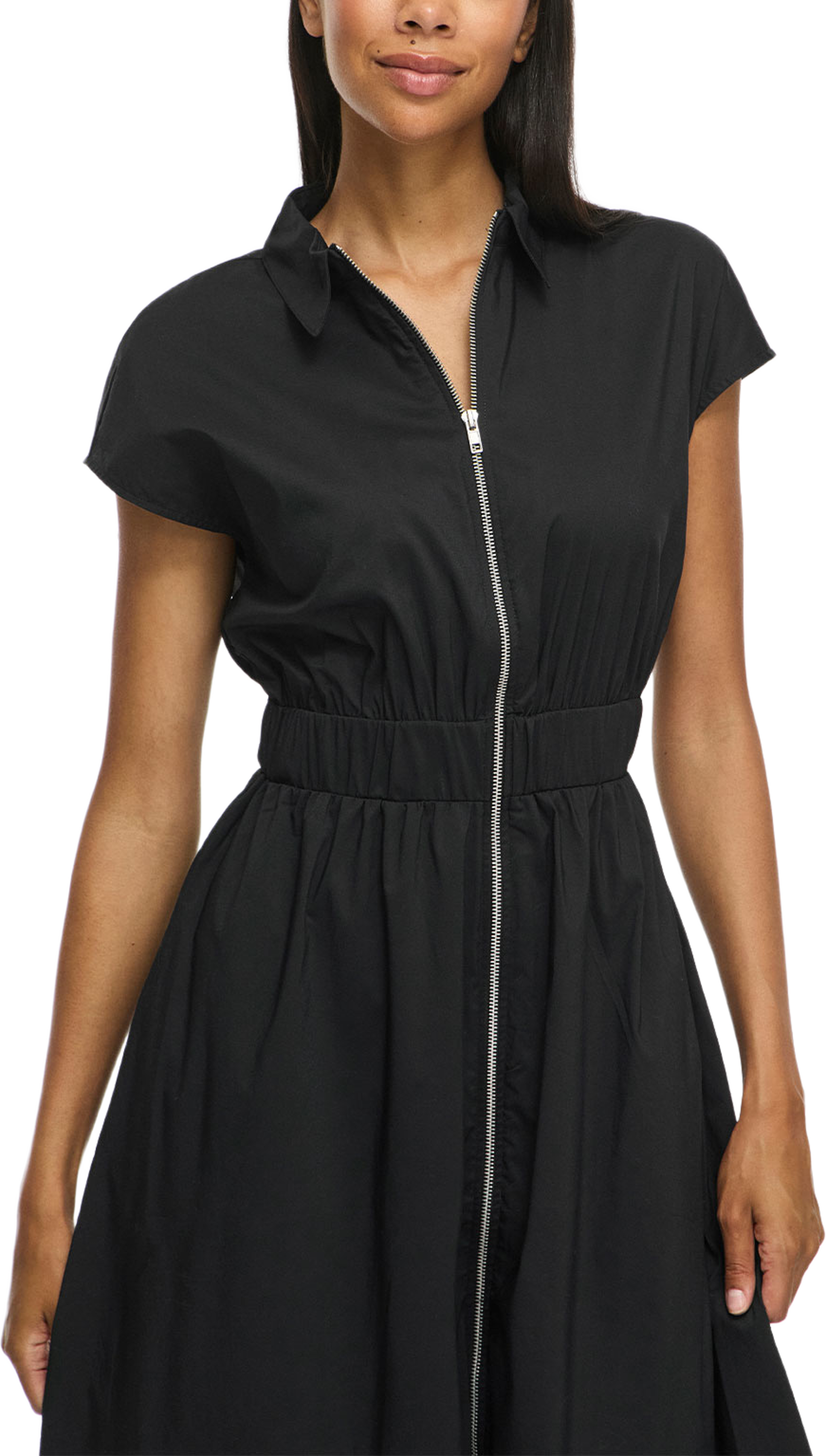 Vionelly Shirt Collar Midi Dress, från Vila, i färgen Black Beauty. Klicka för att öppna bilden i stort format