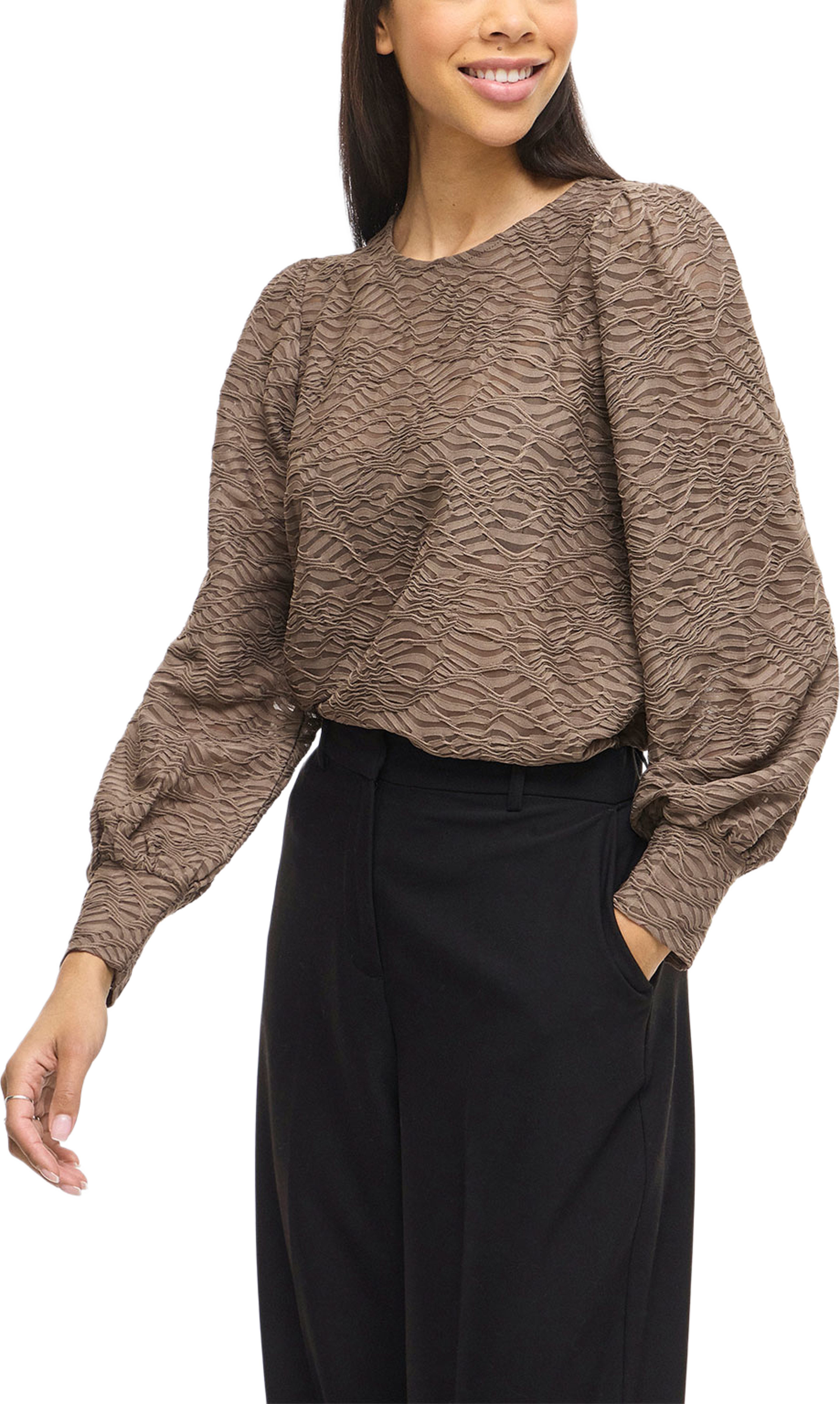 Vifina O-Neck Top, från Vila, i färgen Falcon. Klicka för att öppna bilden i stort format