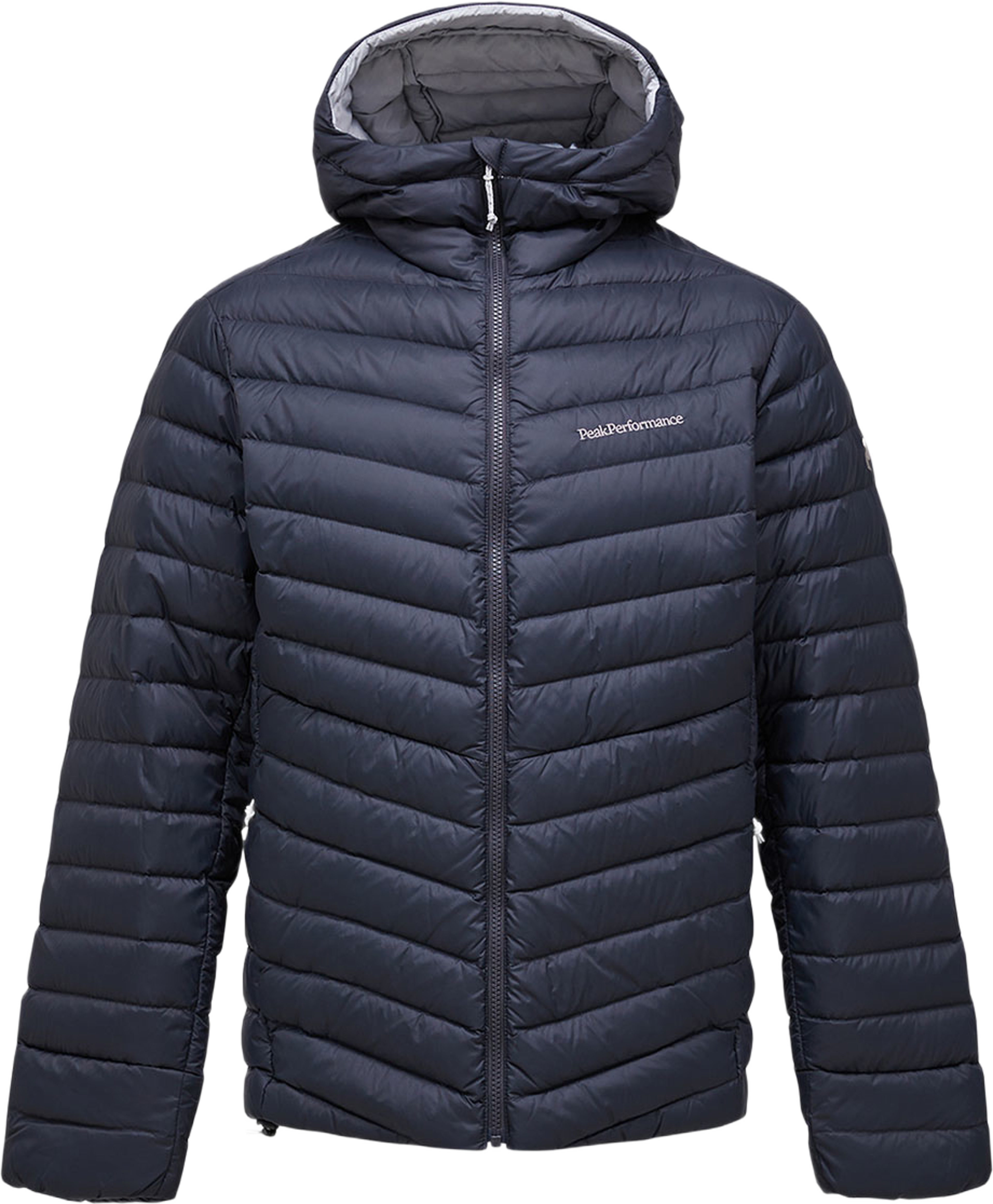 Frost Down Hood Jacket, från Peak Performance, i färgen Motion Grey. Klicka för att öppna bilden i stort format