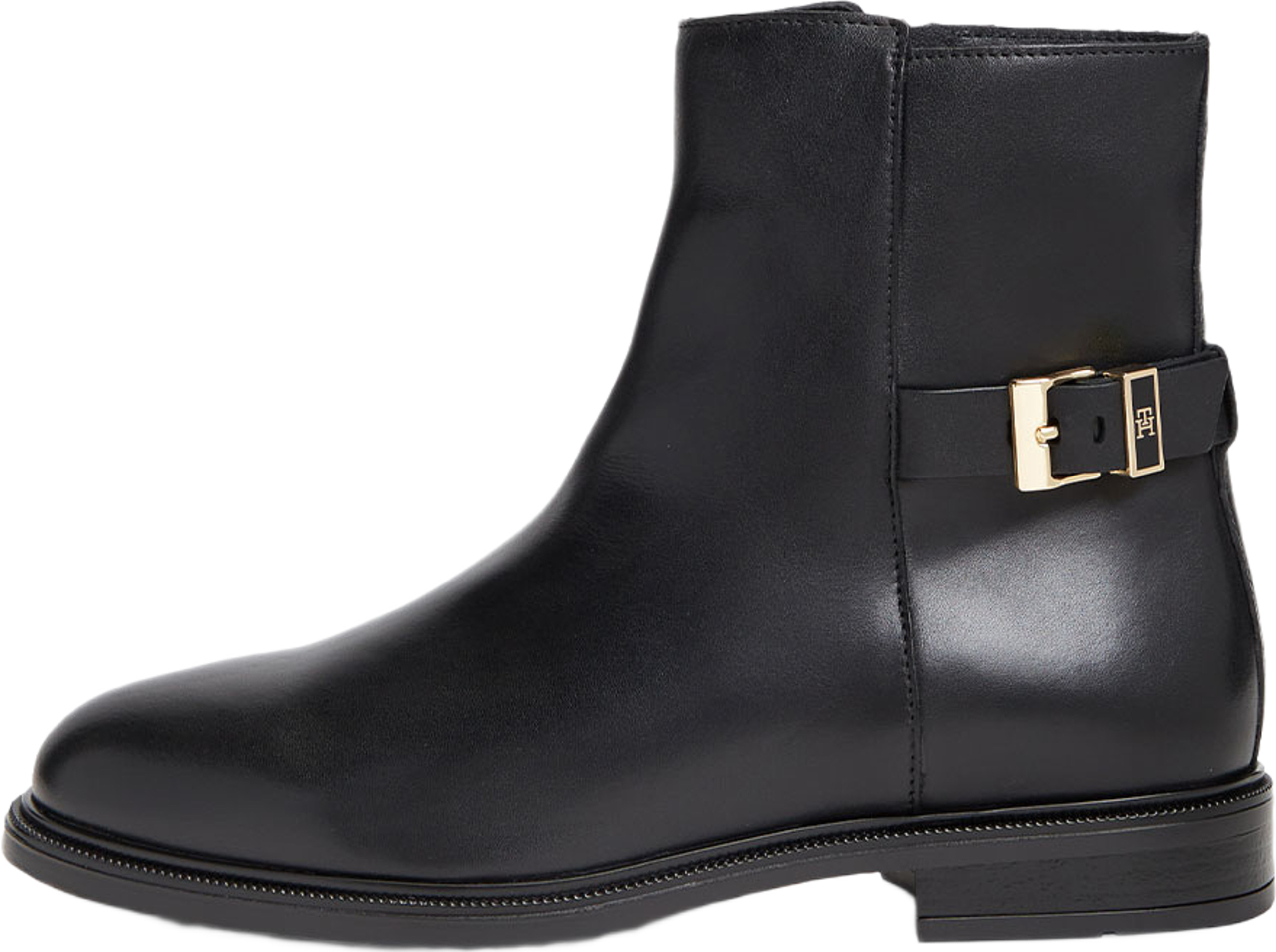 Buckle Leather Ankle Boot, från Tommy Hilfiger, i färgen Black. Klicka för att öppna bilden i stort format