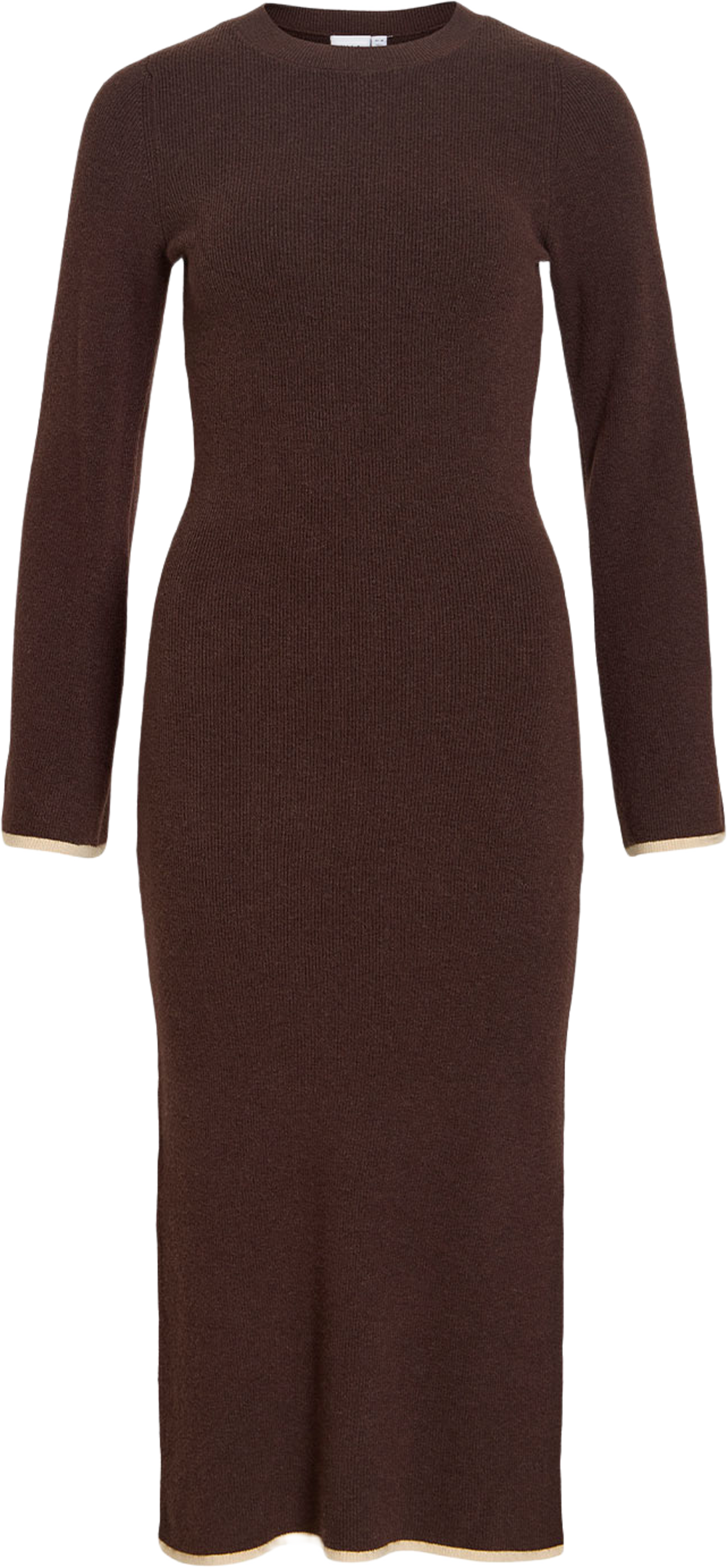 Vikerry Knit Maxi Dress, från Vila, i färgen Coffee Bean Sandshell Edges. Klicka för att öppna bilden i stort format