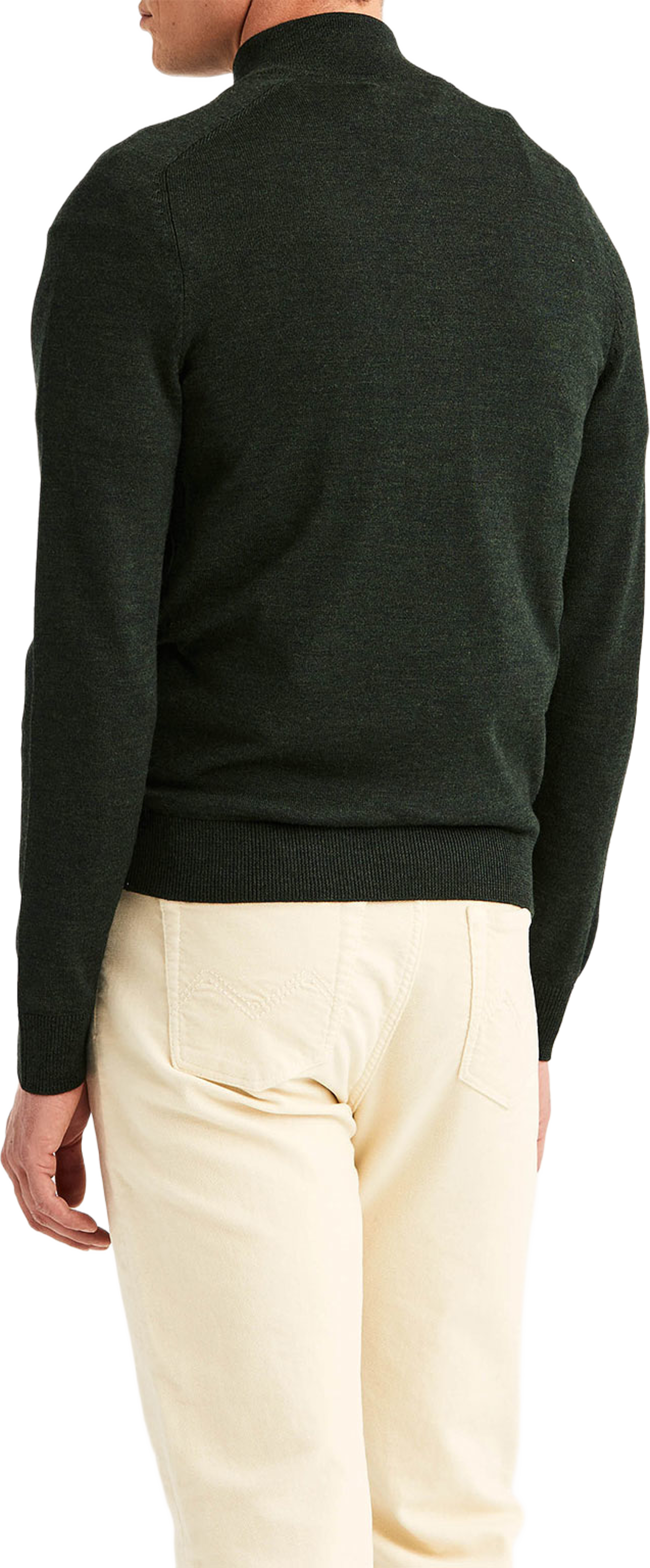Merino John Zip, från Morris, i färgen Olive1. Klicka för att öppna bilden i stort format