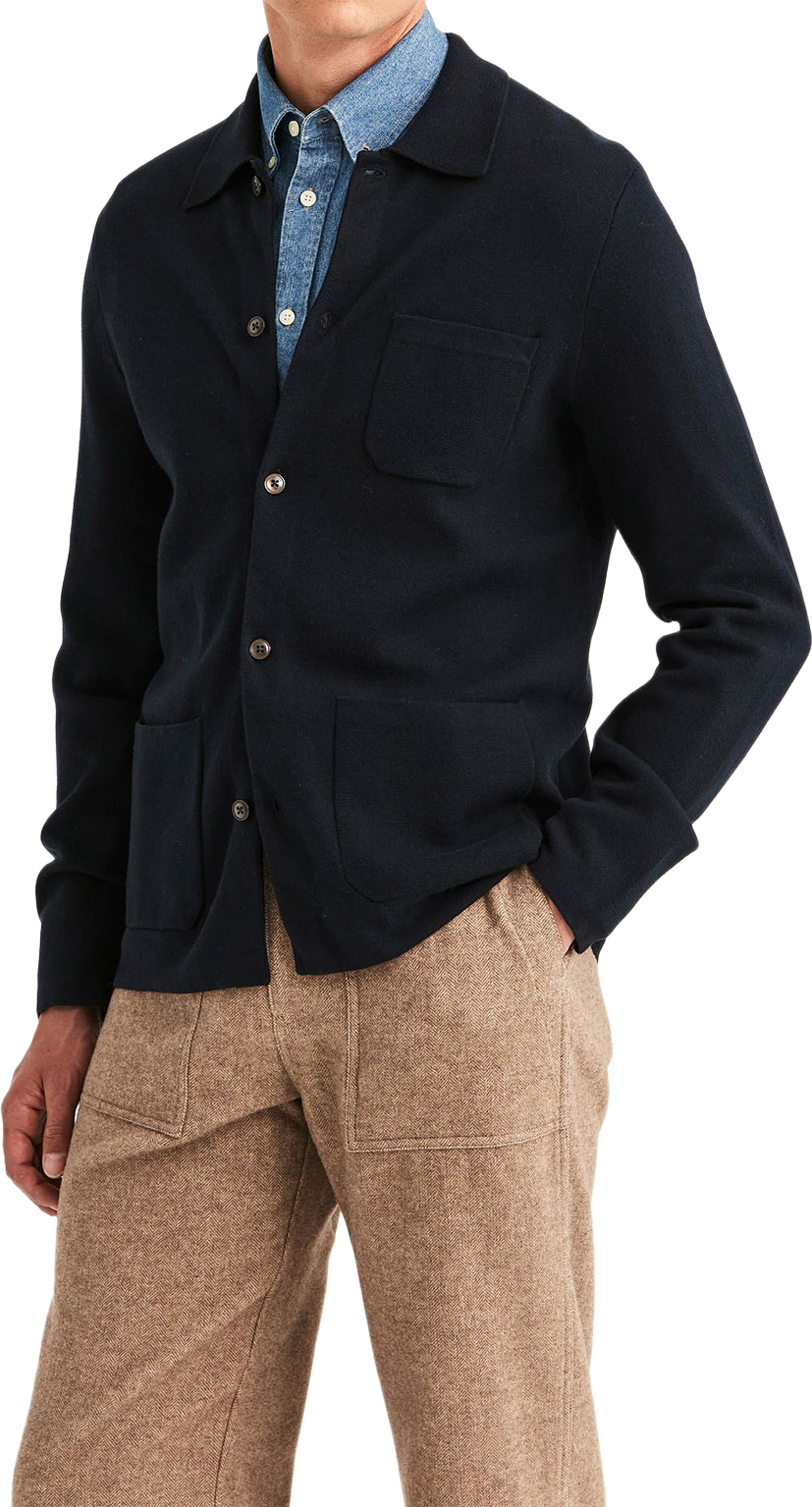 Dudley Knitted Overshirt, från Morris, i färgen Old Blue. Klicka för att öppna bilden i stort format