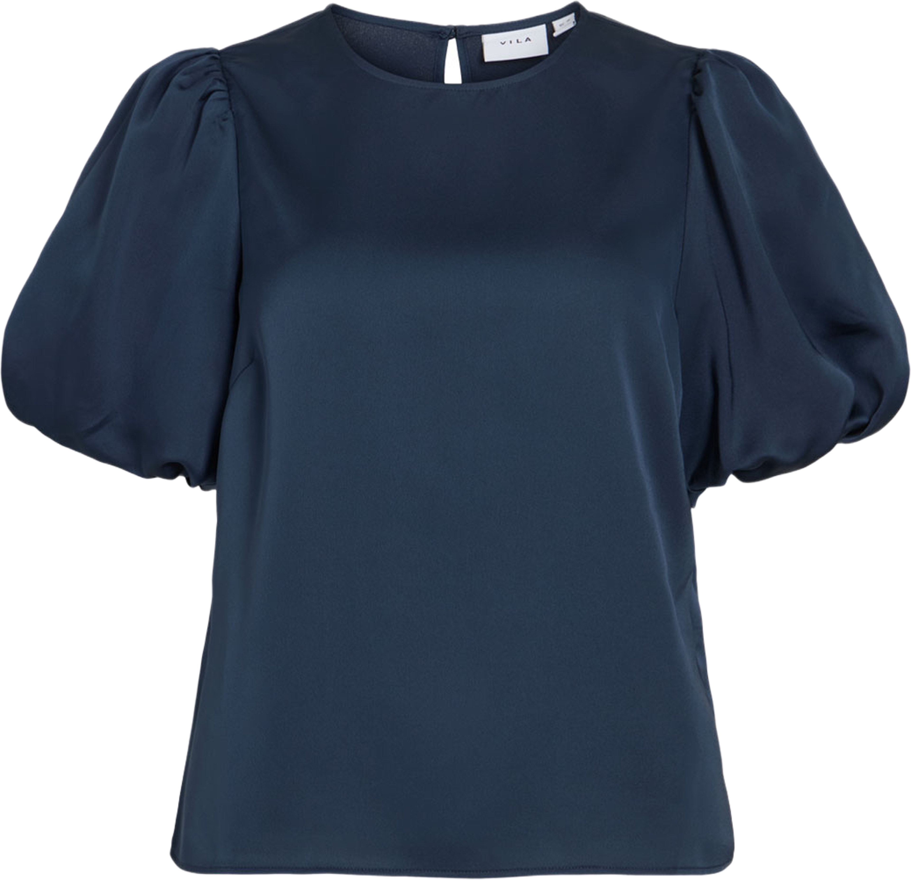 Viellette Satin Puff Topp, från Vila, i färgen Navy Blazer. Klicka för att öppna bilden i stort format