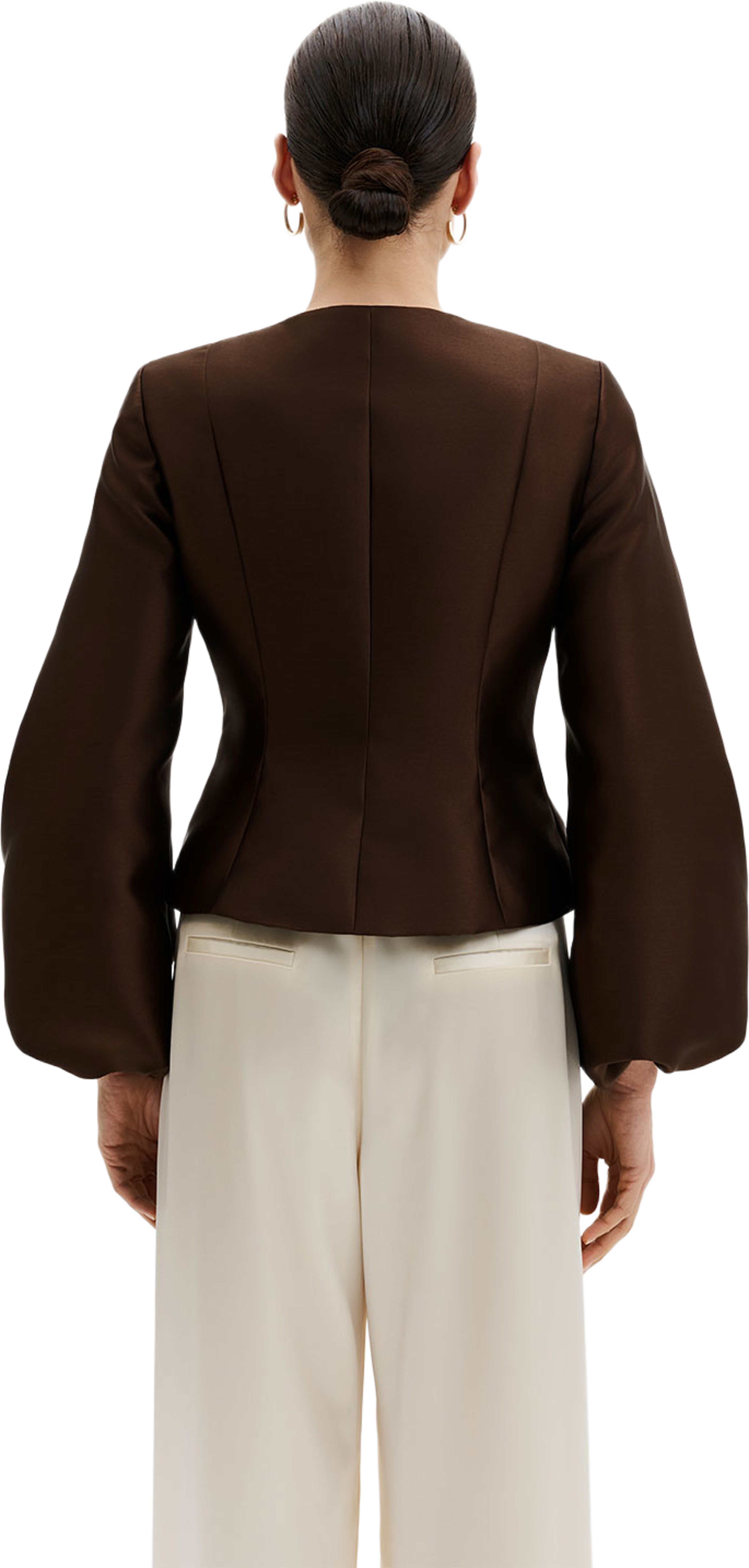 Vendela Balloon Sleeve Blouse, från Malina, i färgen Dark Brown. Klicka för att öppna bilden i stort format